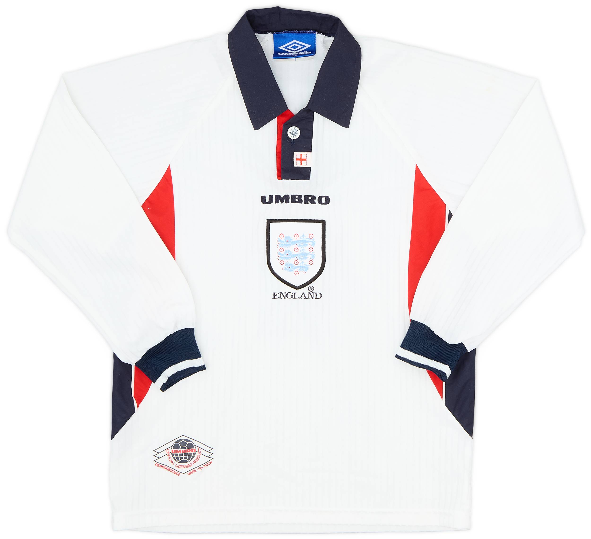 1997-99 England Home L/S Shirt #7 - 8/10 - (L.Boys)
