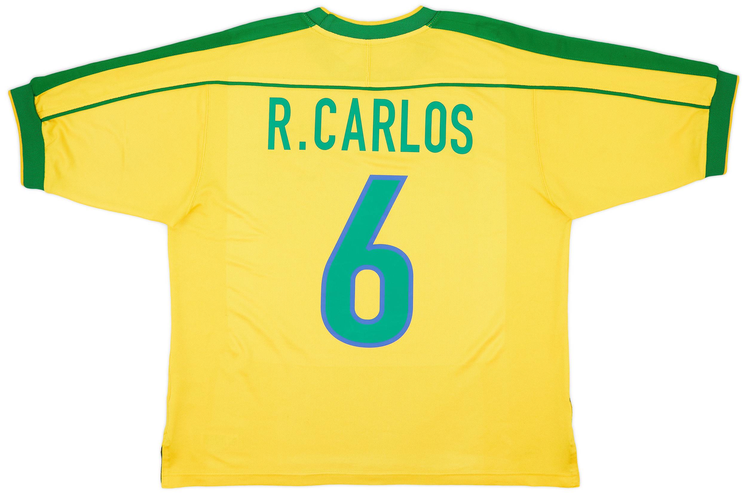 1998-00 Brazil Home Shirt R.Carlos #6 - 4/10 - (M)