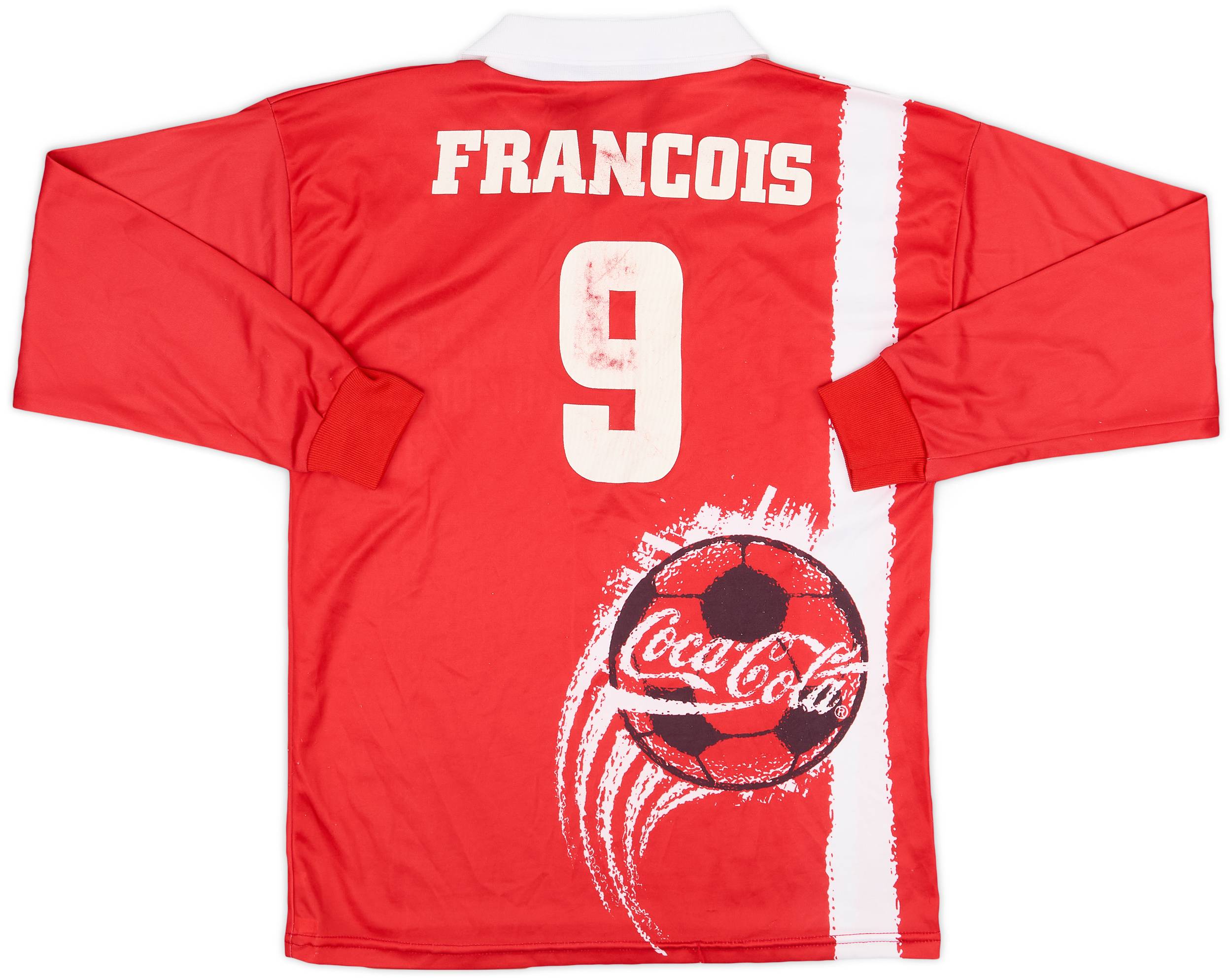 1998 France 98 Cola Cola 'Coupe du Monde' Polo L/S Shirt Francois #9 - 8/10 - (S)