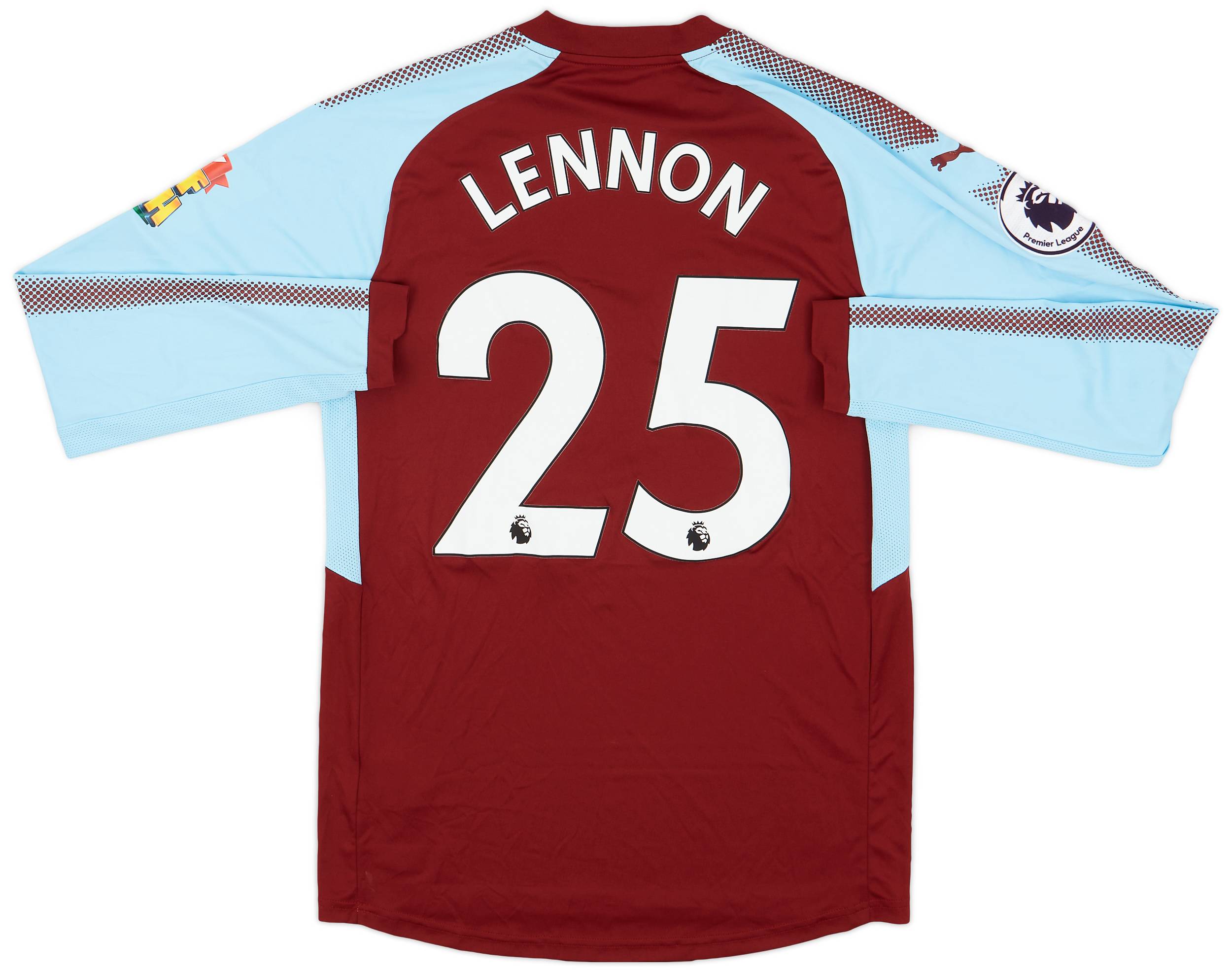 2017-18 Burnley Match Issue Home Shirt Lennon #25