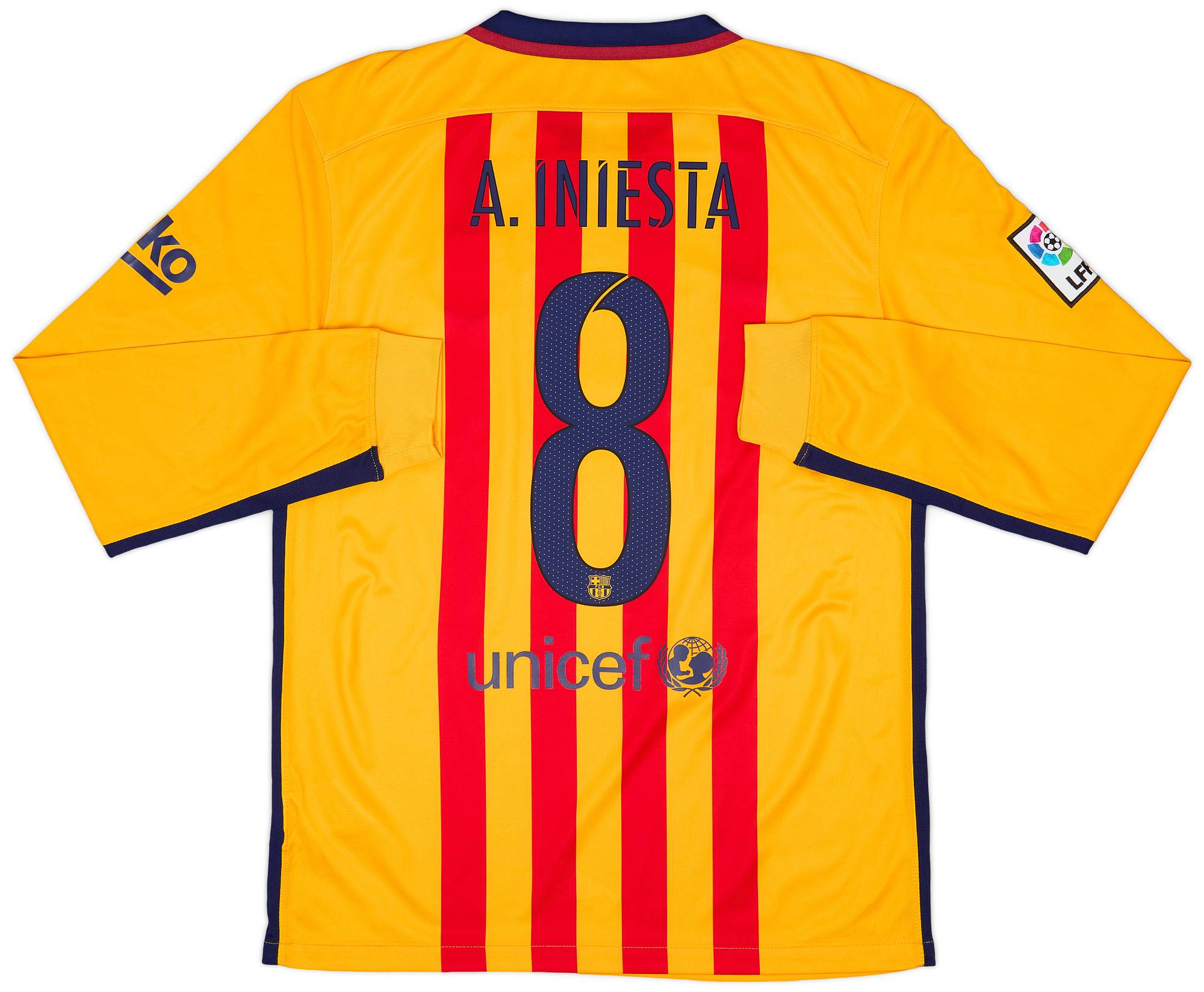 2015-16 Barcelona Away L/S Shirt Iniesta #8 - 9/10 - (M)