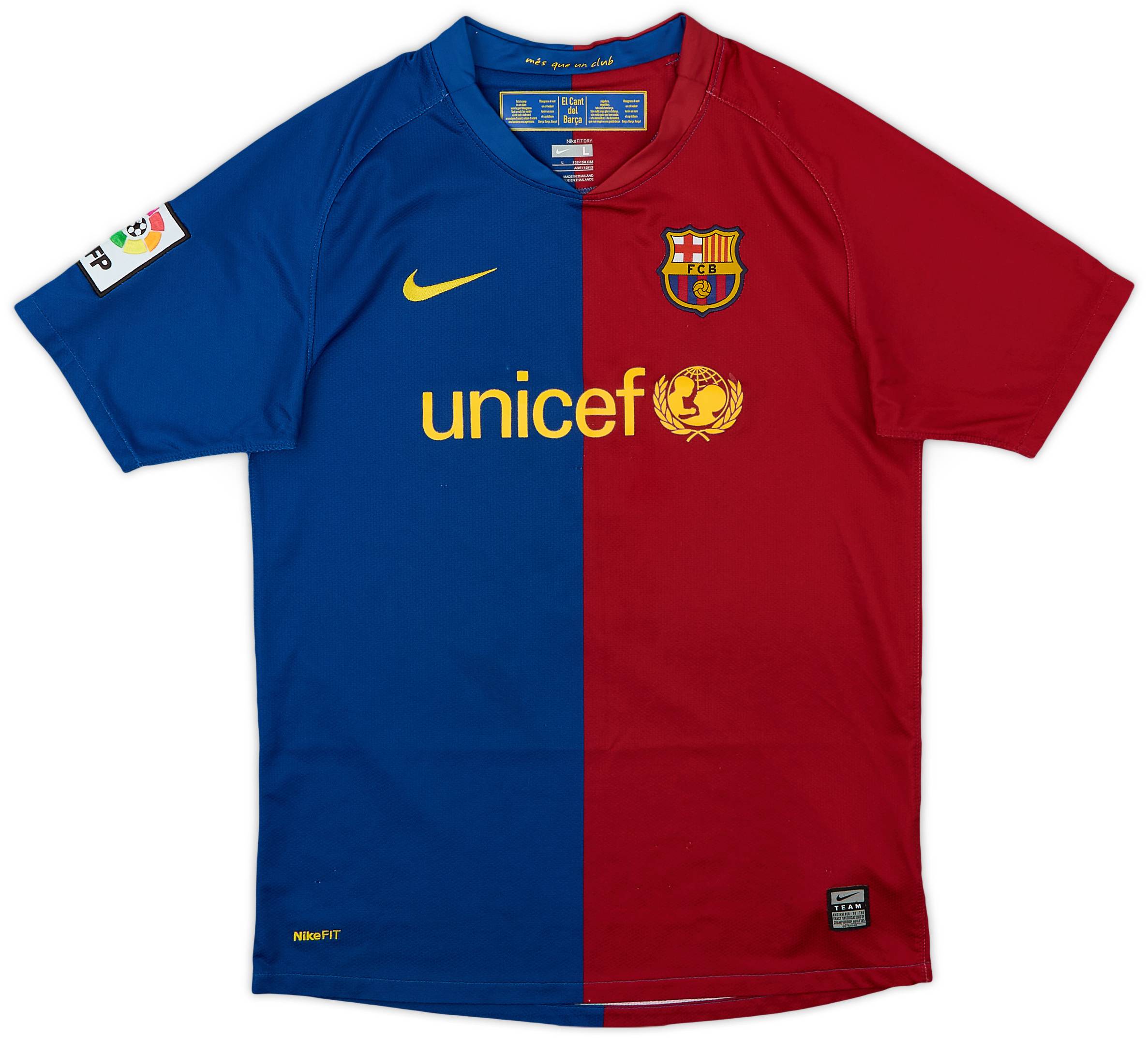 2008-09 Barcelona Home Shirt - 8/10 - (L.Boys)