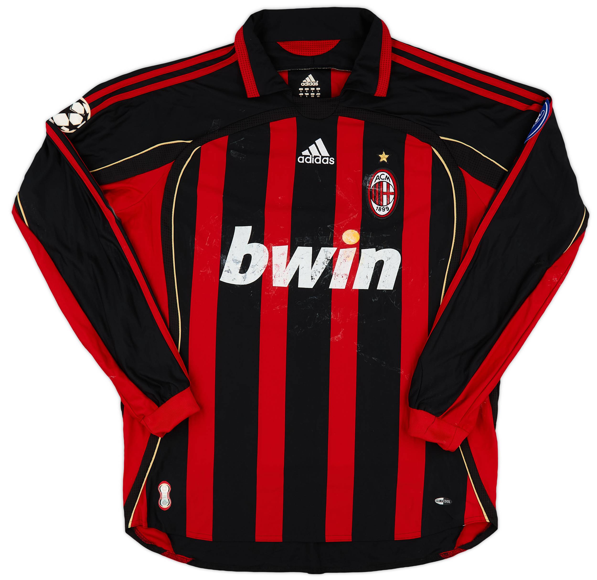 ウェア 06-07 AC Milan Game Shirt Jersey AC Milan 2006/07 Maldini Long Sleeve Football Futbol Jersey
