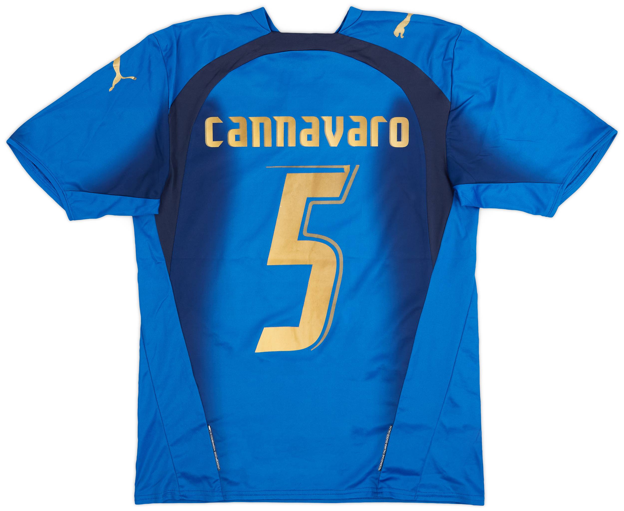 ウェア ITALIA #4 CANNAVARO Fabio Cannavaro Signed Italy FC Home Soccer Jersey #5 with