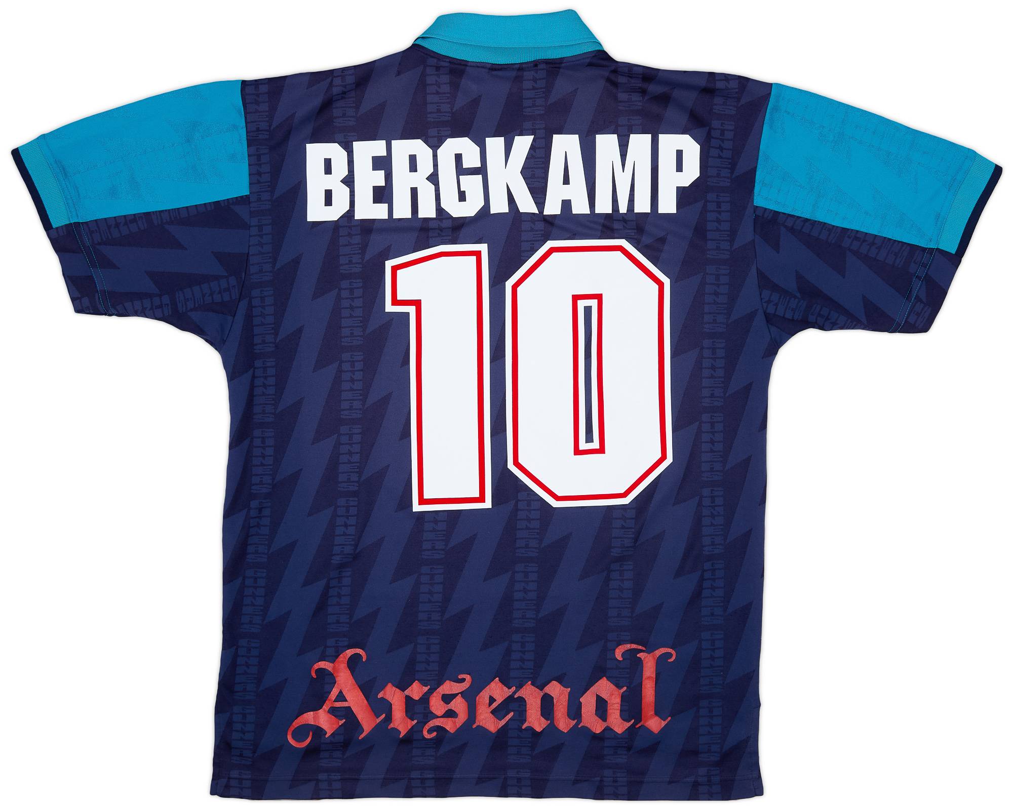 ウェア Arsenal 1994/95 Away Soccer Uniform 1994-95 Arsenal Away Shirt Bergkamp #10 - 7/10 - (L)