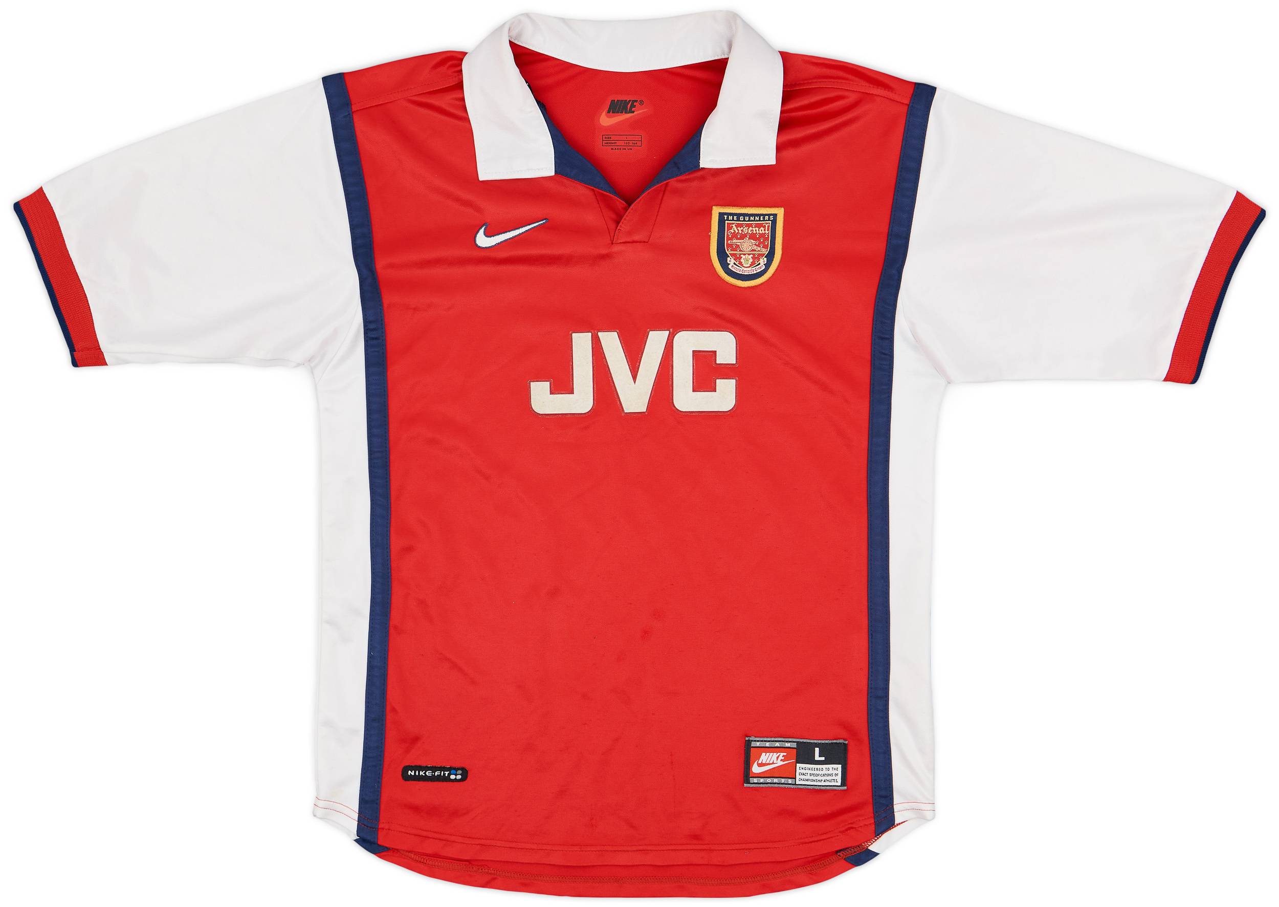 Nike Arsenal JVCアーセナル 1998 - 99サイズL 1998-99 Arsenal Home Shirt - 7/10 - (L.Boys)