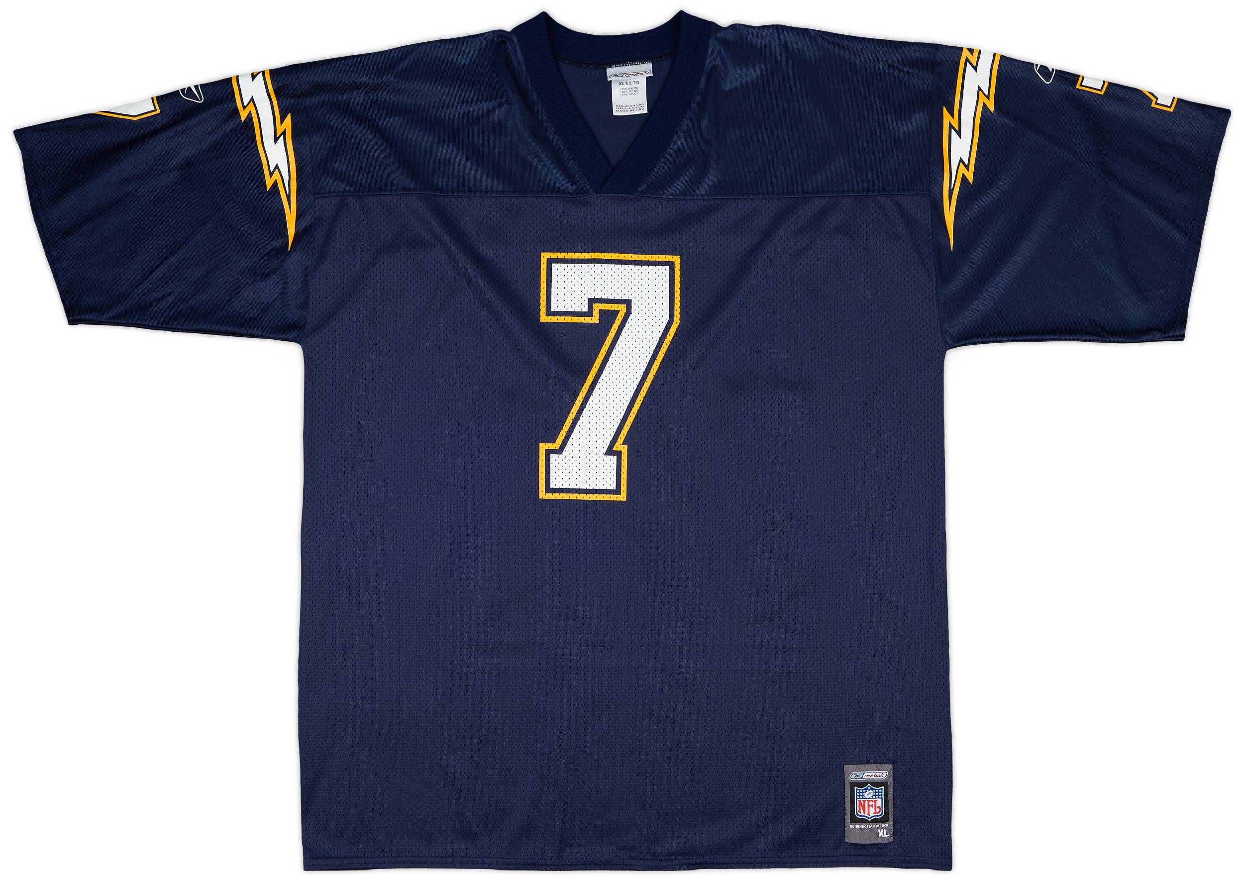 2001 San Diego Chargers Flutie #7 Reebok Home Jersey - 9/10 - (XL)