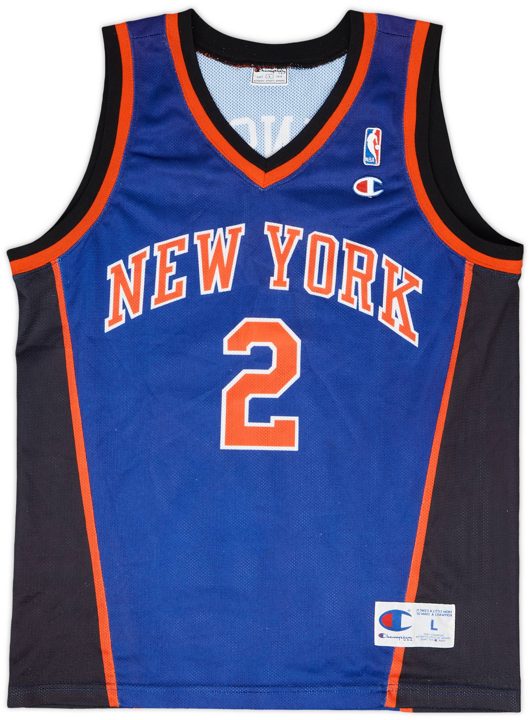 1997-01 New York Knicks Johnson #2 Champion Away Jersey - 8/10 - (L)