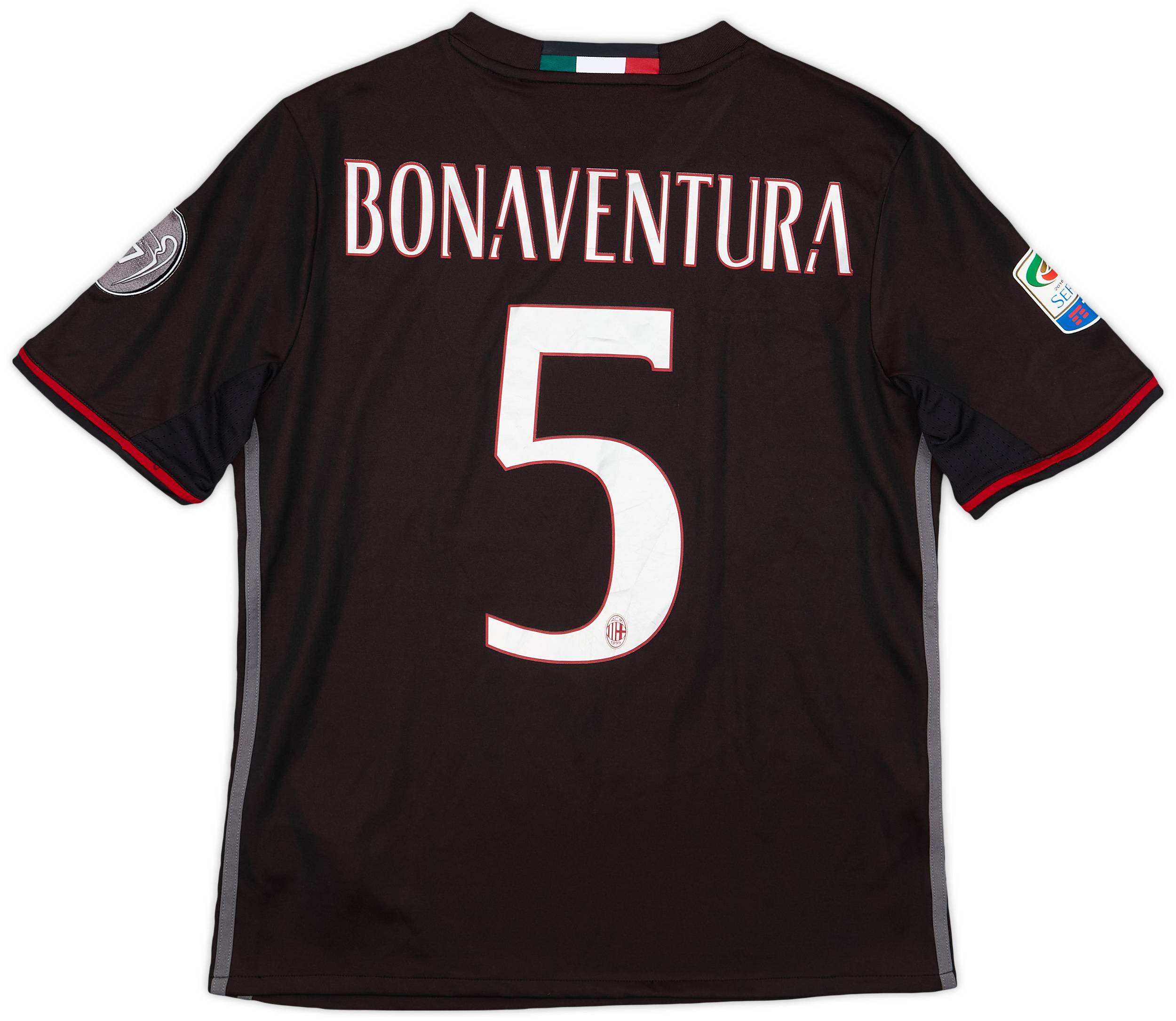 2016-17 AC Milan Home Shirt Bonaventura #5 - 7/10 - (XL.Boys)