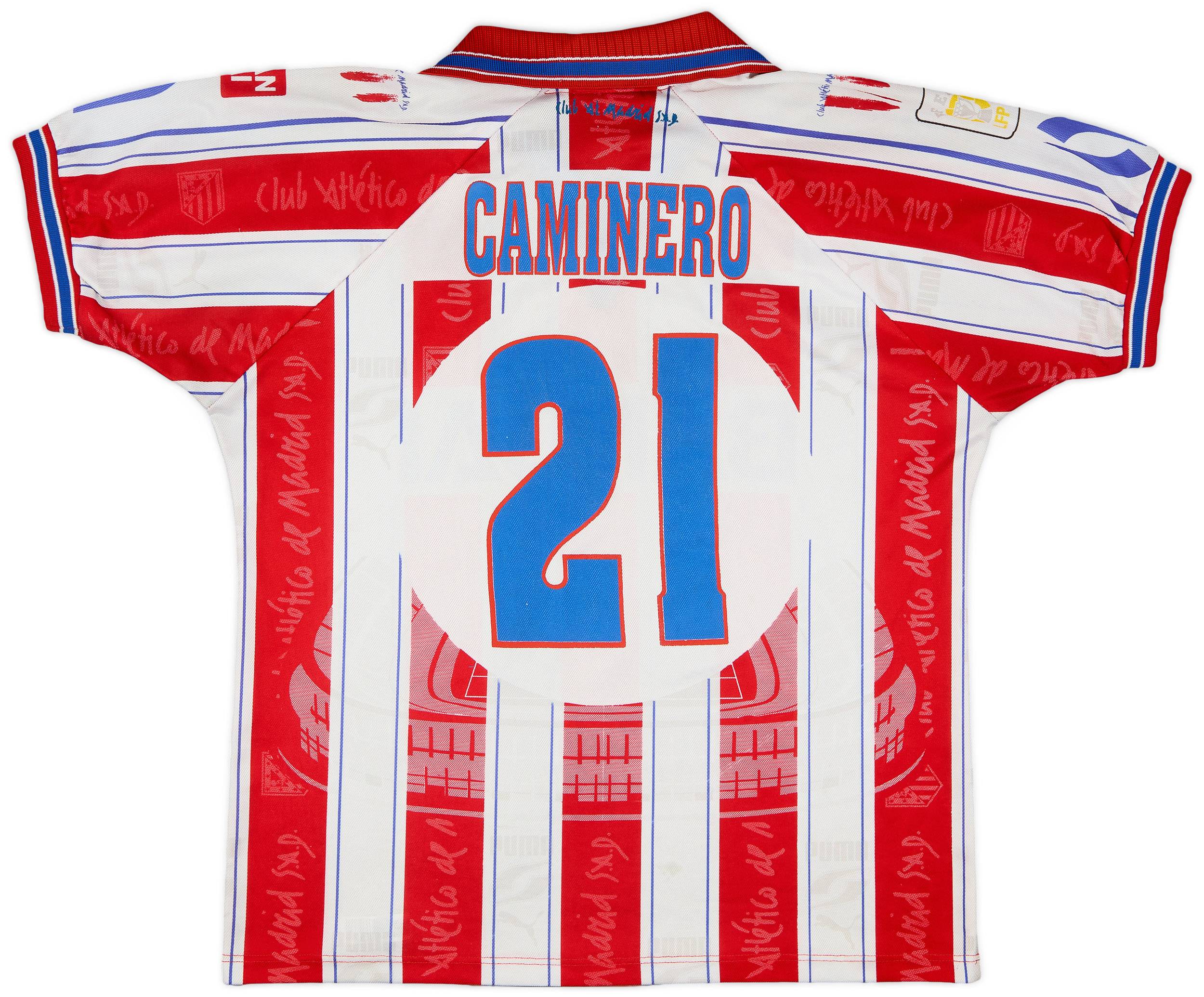 1996-97 Atletico Madrid Home Shirt Caminero #21 - 8/10 - (L)