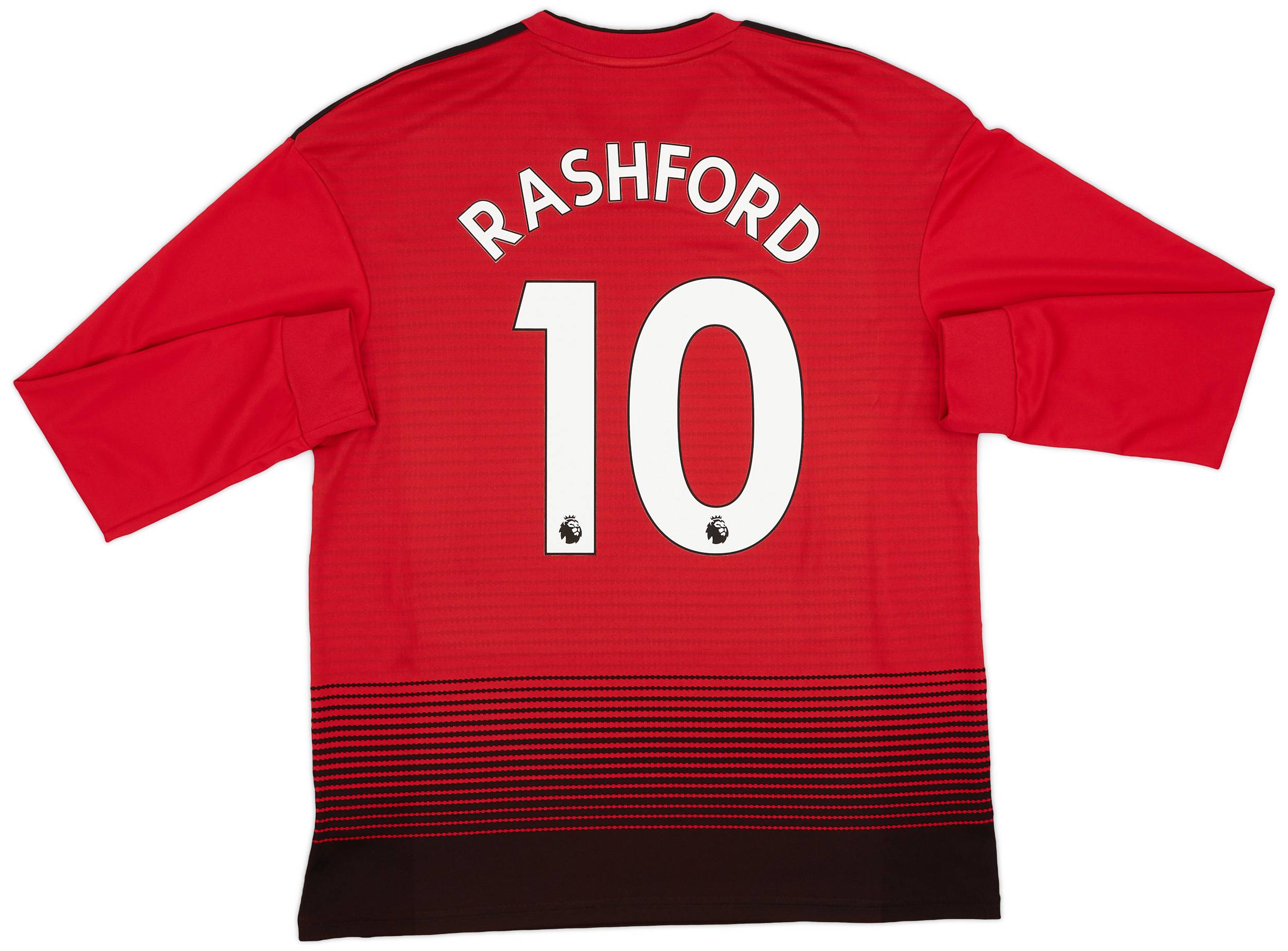 2018-19 Manchester United Home L/S Shirt Rashford #10 - 9/10 - (L)