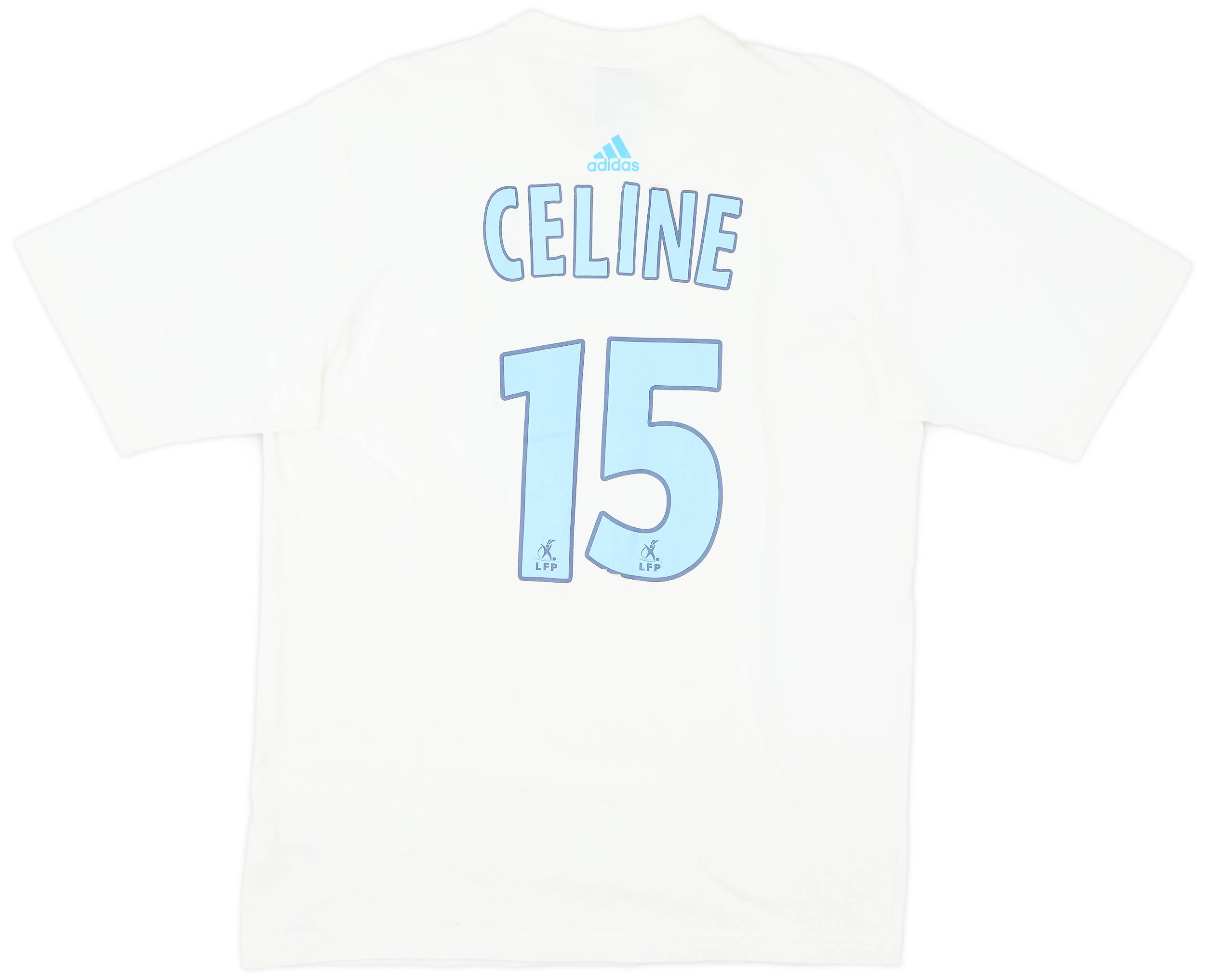 2004-05 Olympique Marseille adidas Cotton Tee Celine #15 - 8/10 - (M)