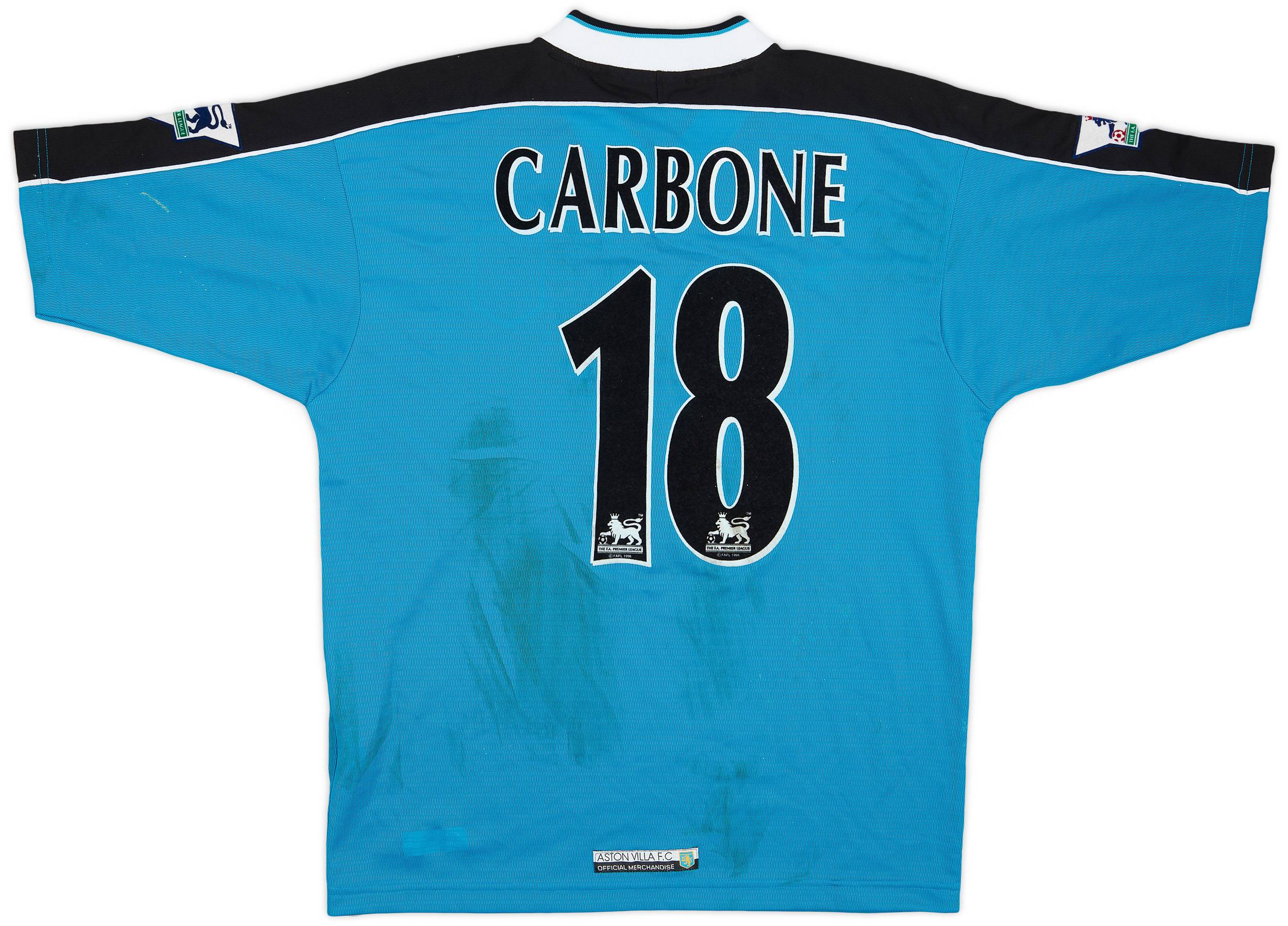 1999-00 Aston Villa Match Worn Third Shirt Carbone #18