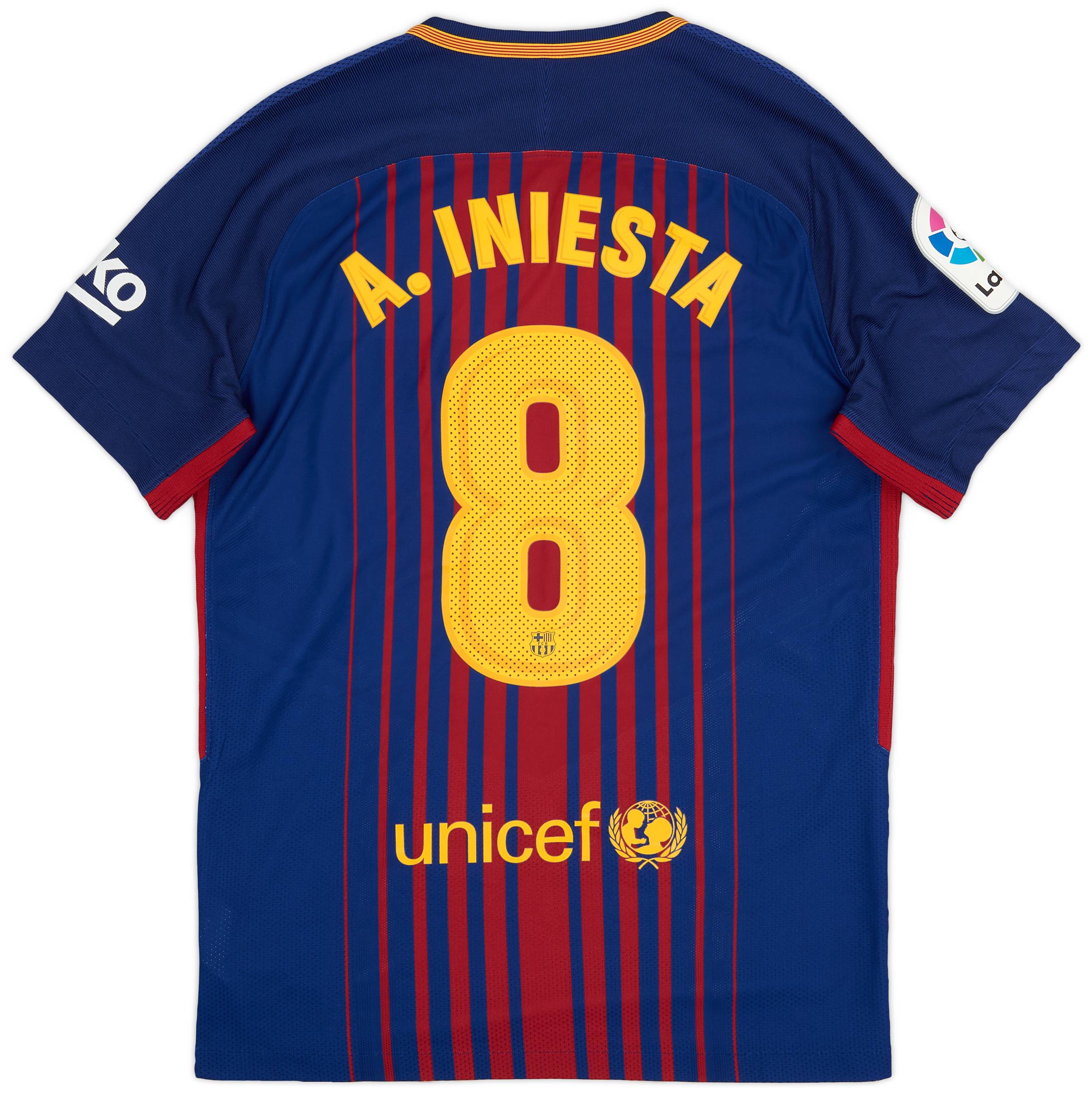 FC Barcelona A. INIESTA 8番シャツ 2017-18 Barcelona Authentic Home Shirt A.Iniesta #8 (M)