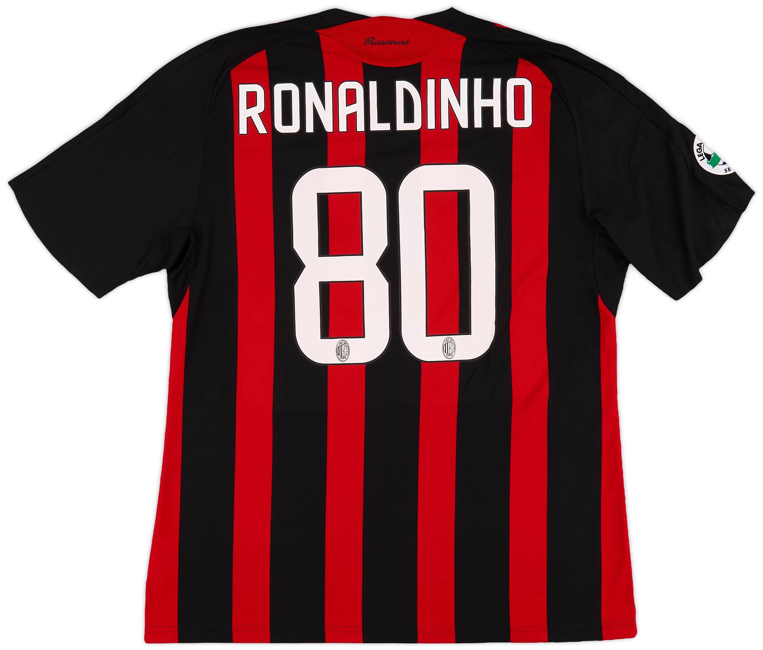 2008-09 AC Milan Home Shirt Ronaldinho #80 - 8/10 - (XL)