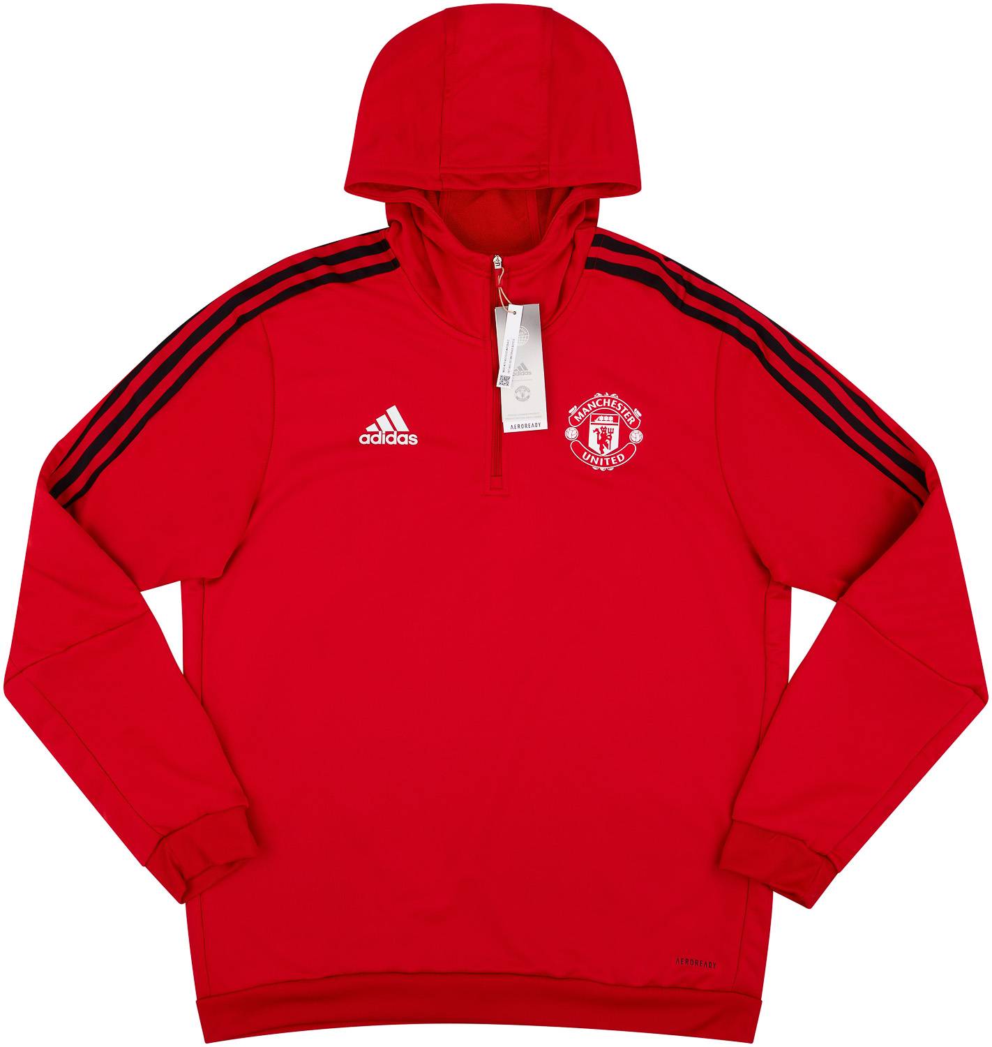 2021-22 Manchester United Adidas 1/4 Zip Hooded Top - NEW