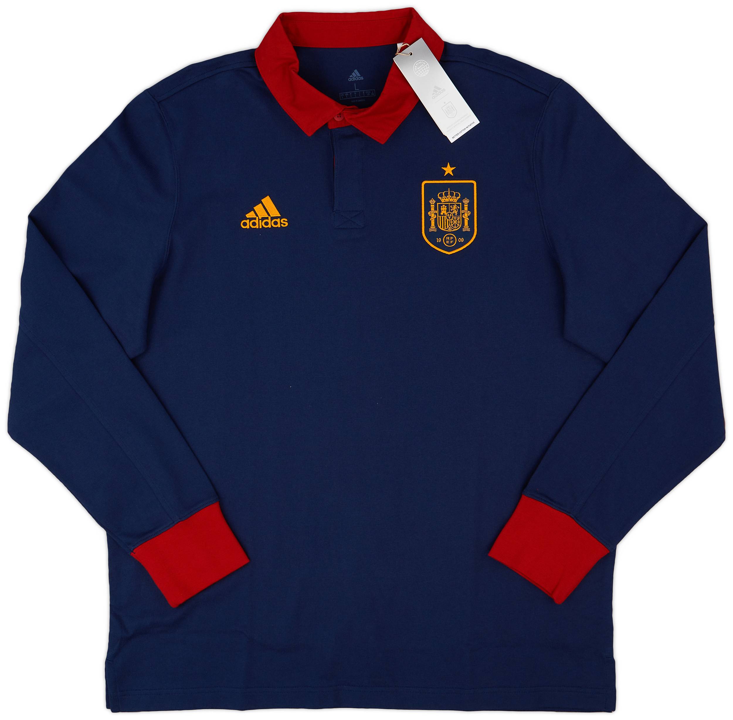 2022 23 Spain adidas Lifestyler L S Polo T Shirt