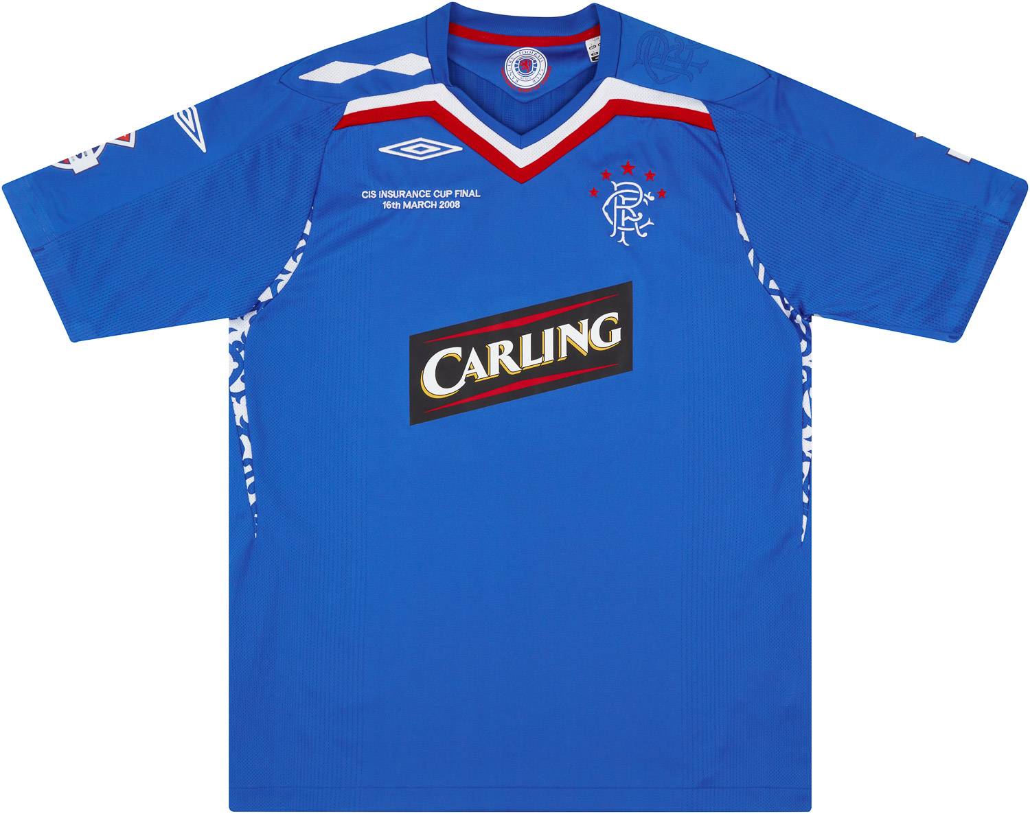 2007-08 Rangers Match Issue League Cup Final Home Shirt Papac #5