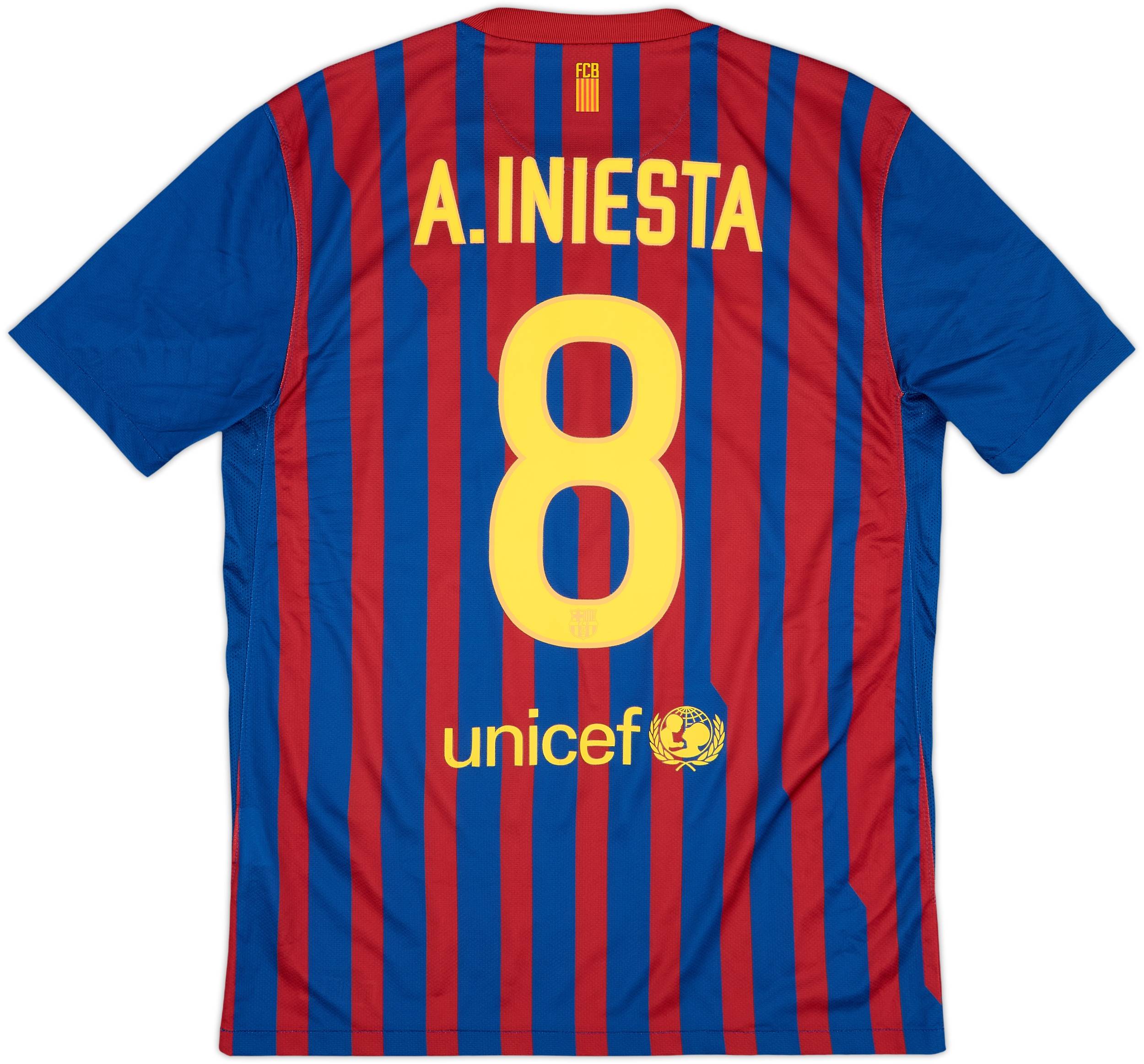 【キッズサイズM】FC Barcelona A. INIESTA 8番シャツ 2011-12 Barcelona Home Shirt A.Iniesta #8 - 6/10 - (M)