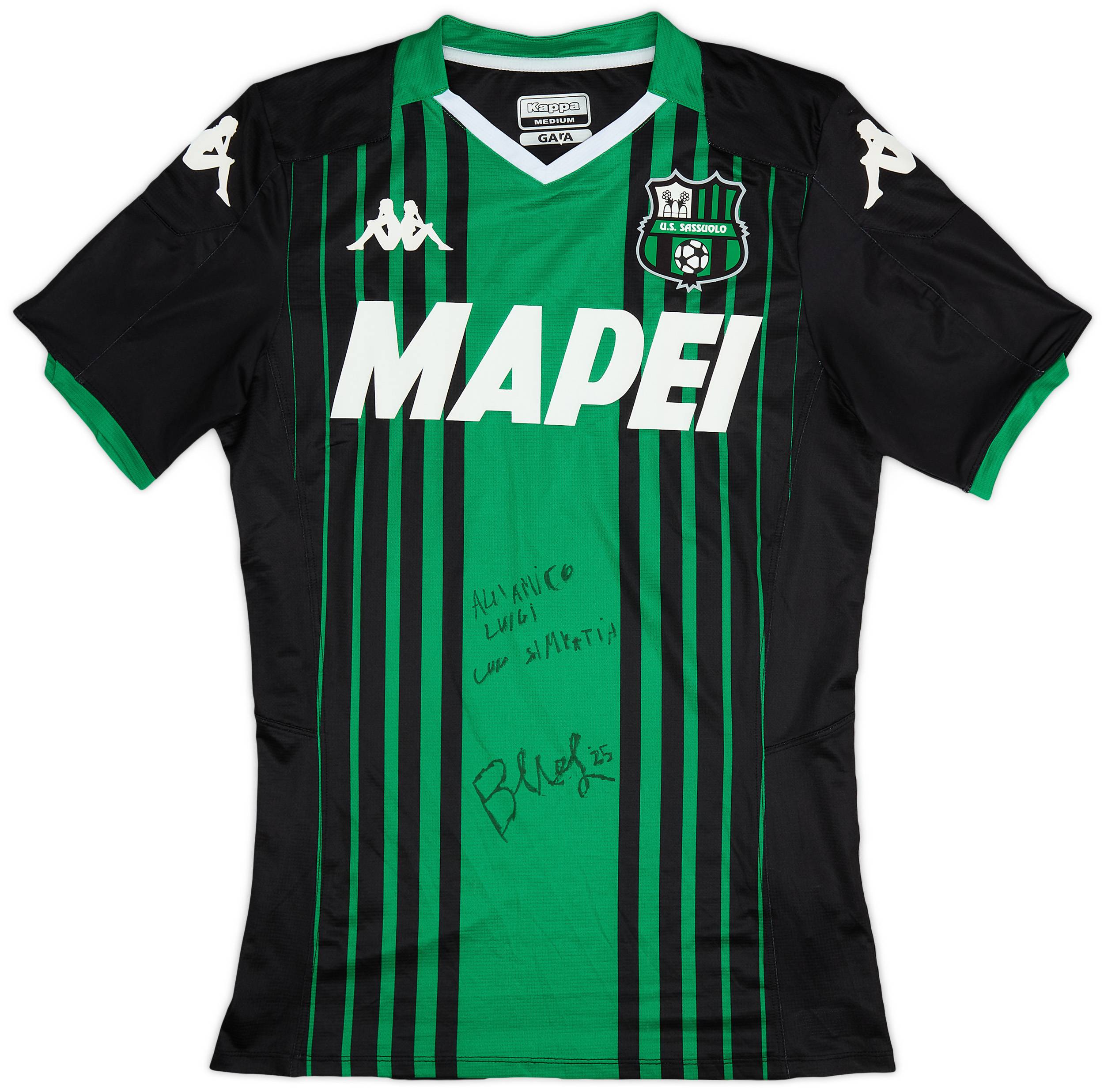 2019-20 Sassuolo Signed Home Shirt - 9/10 - (M)