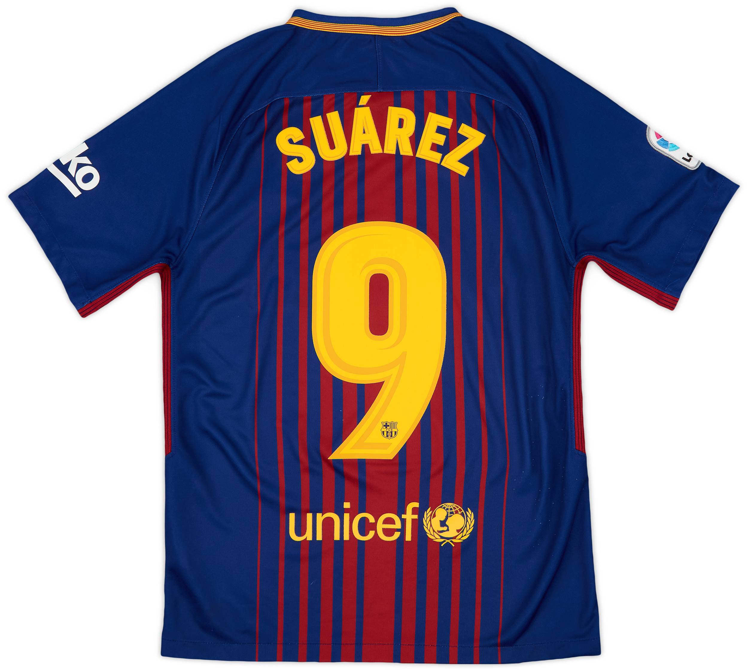 2017-18 Barcelona Home Shirt Suarez #9 - 9/10 - (S)