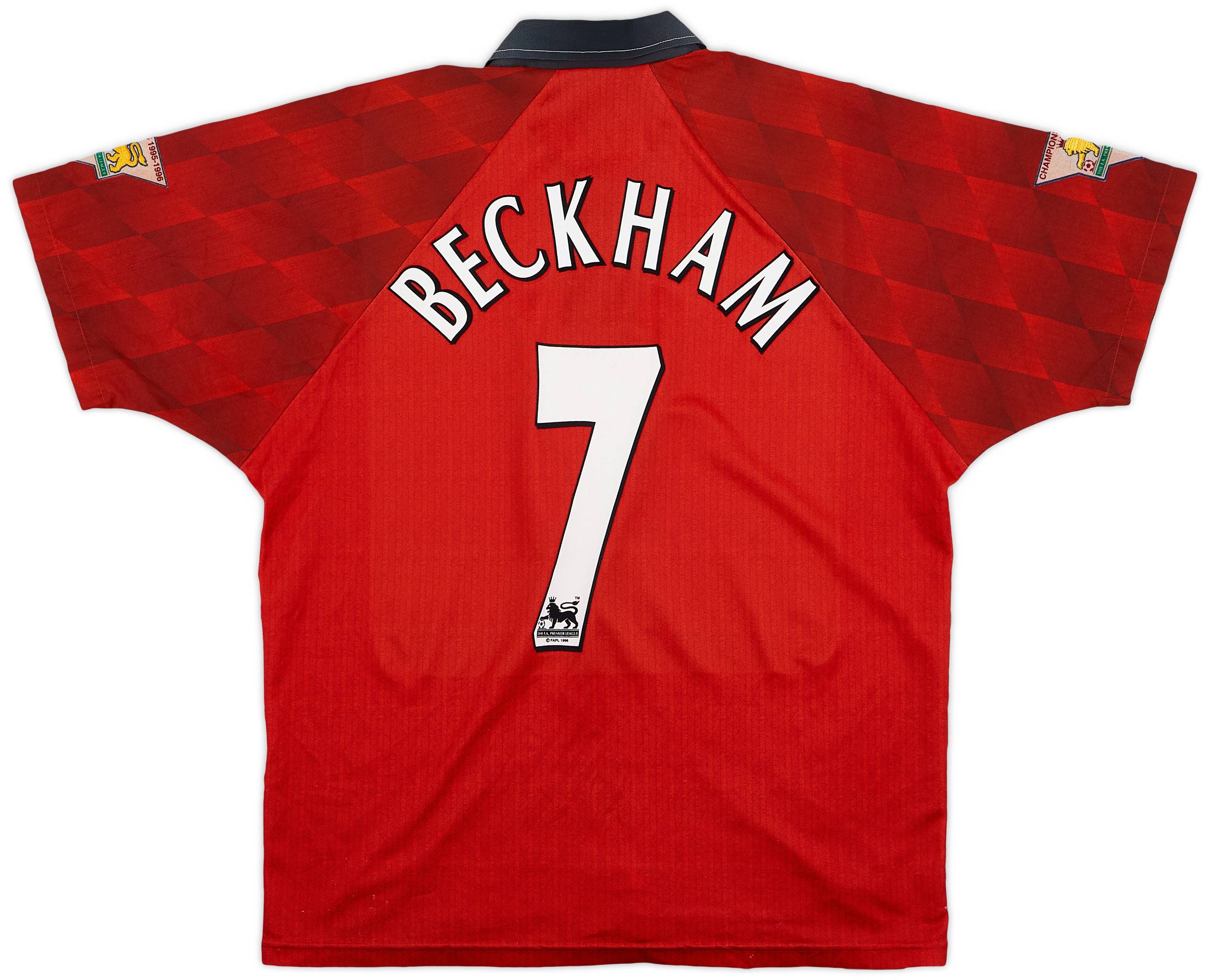 1996-98 Manchester United 'Champions 1995-96' Home Shirt Beckham #7 - 6/10 - (L)