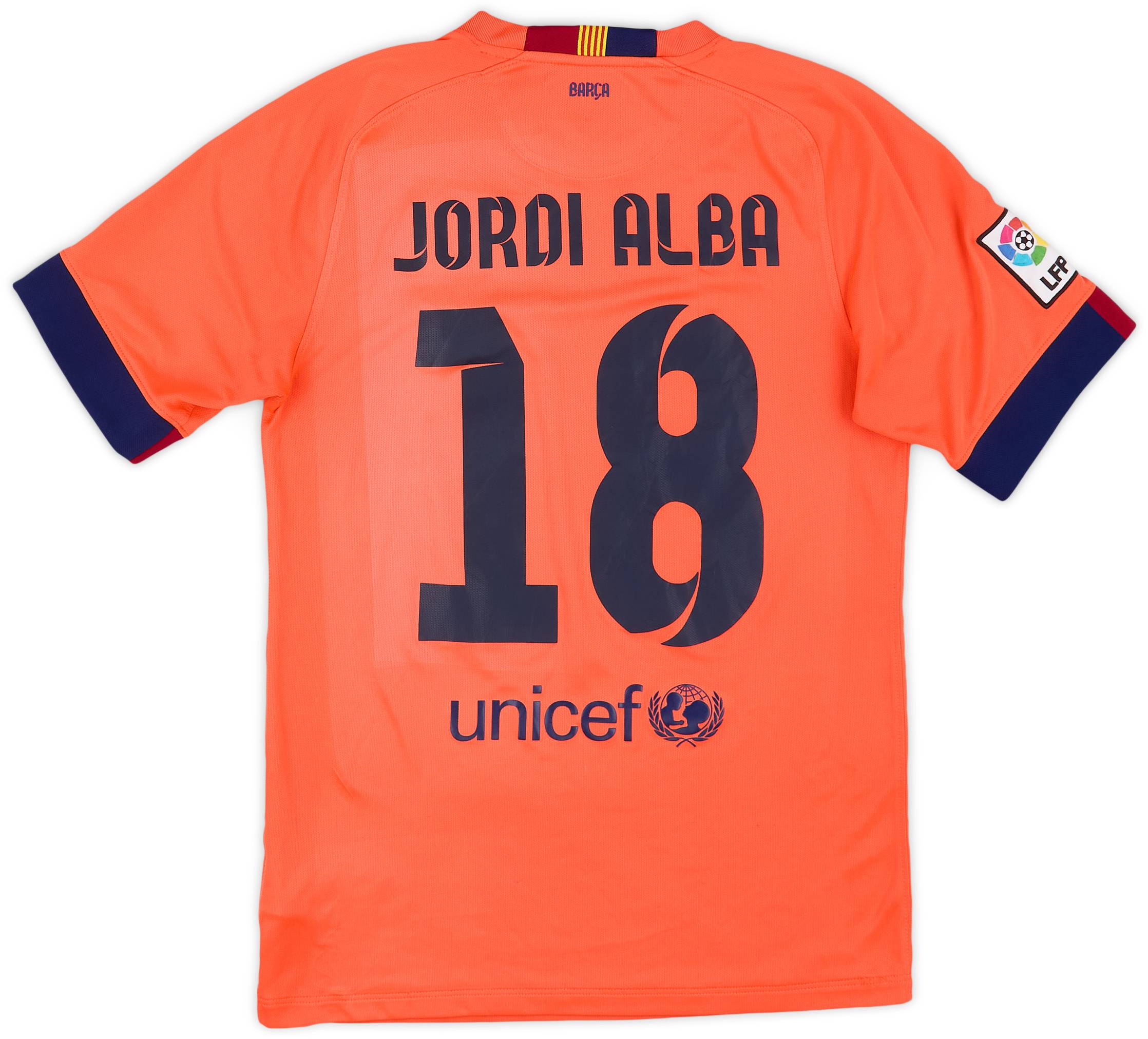 2014 15 Barcelona Away Shirt Jordi Alba 18 6 10 S