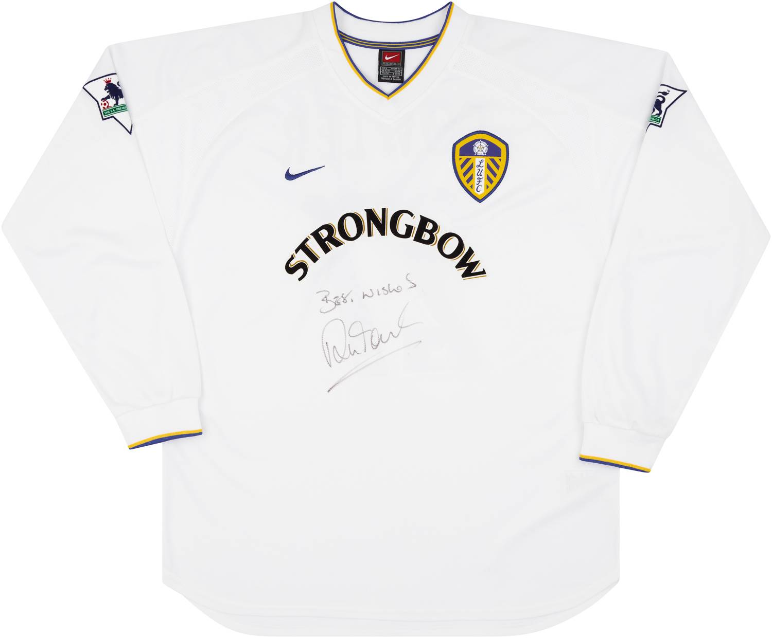 2001-02 Leeds United Match Issue Signed Home L/S Shirt Fowler #27