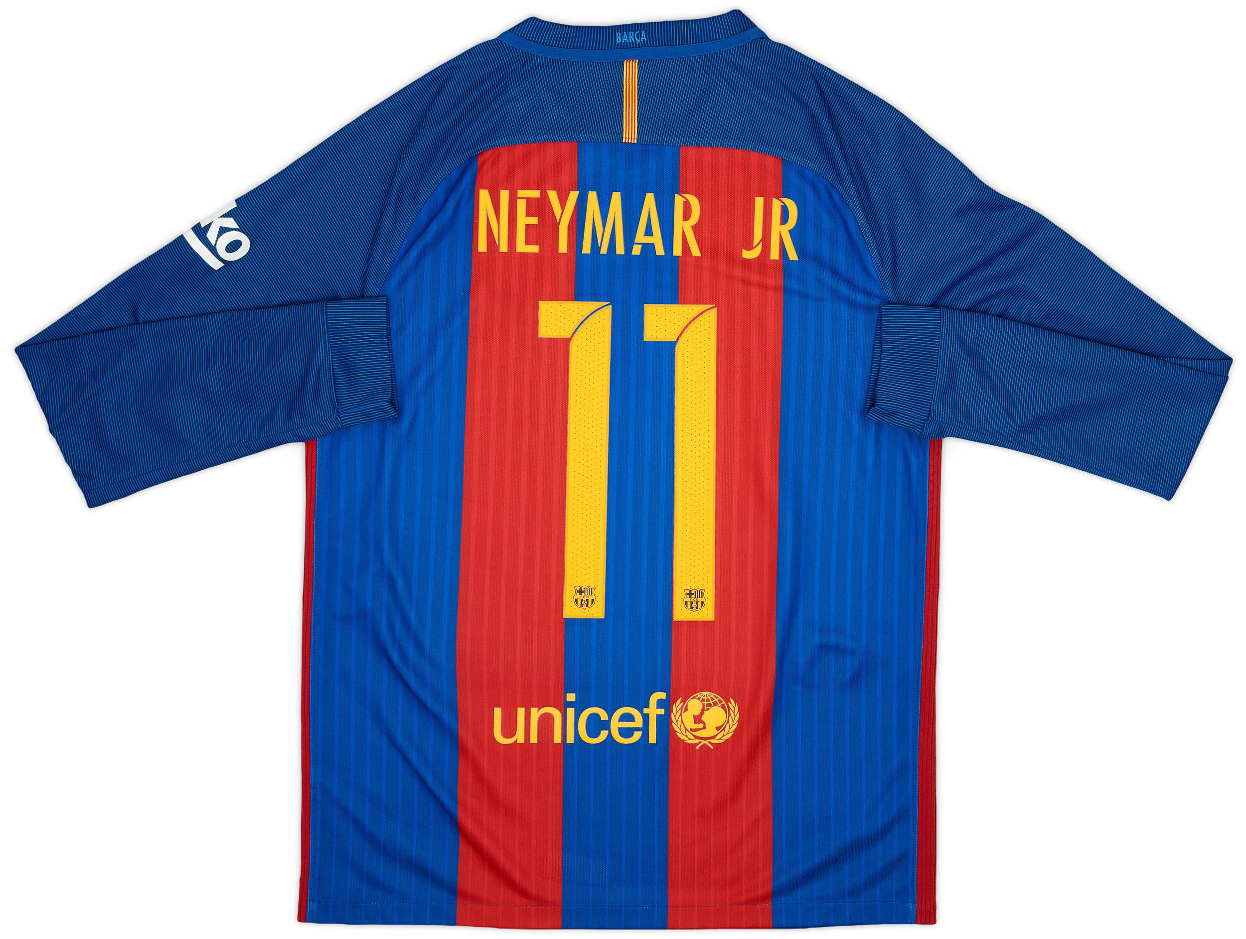 FC Barcelona Neymar Jr. 11 長袖シャツ 2016-17 Barcelona Home L/S Shirt Neymar JR #11 - 9/10 - (M)