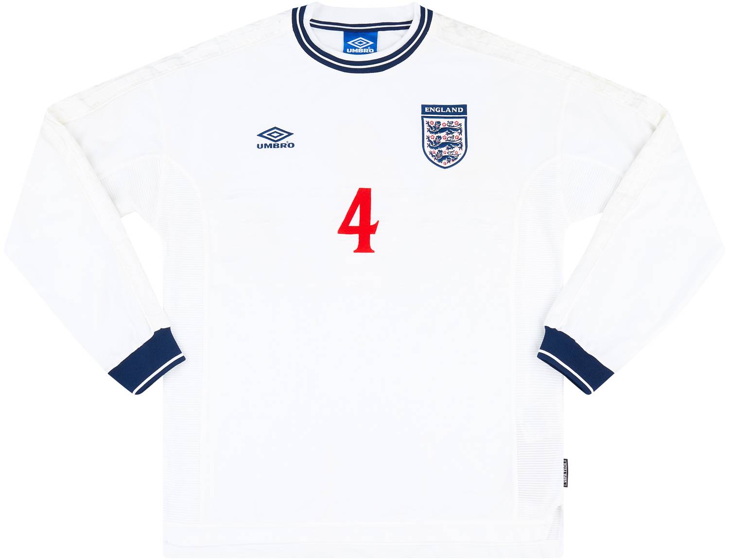 1999-01 England Match Issue Home L/S Shirt #4 (Butt)