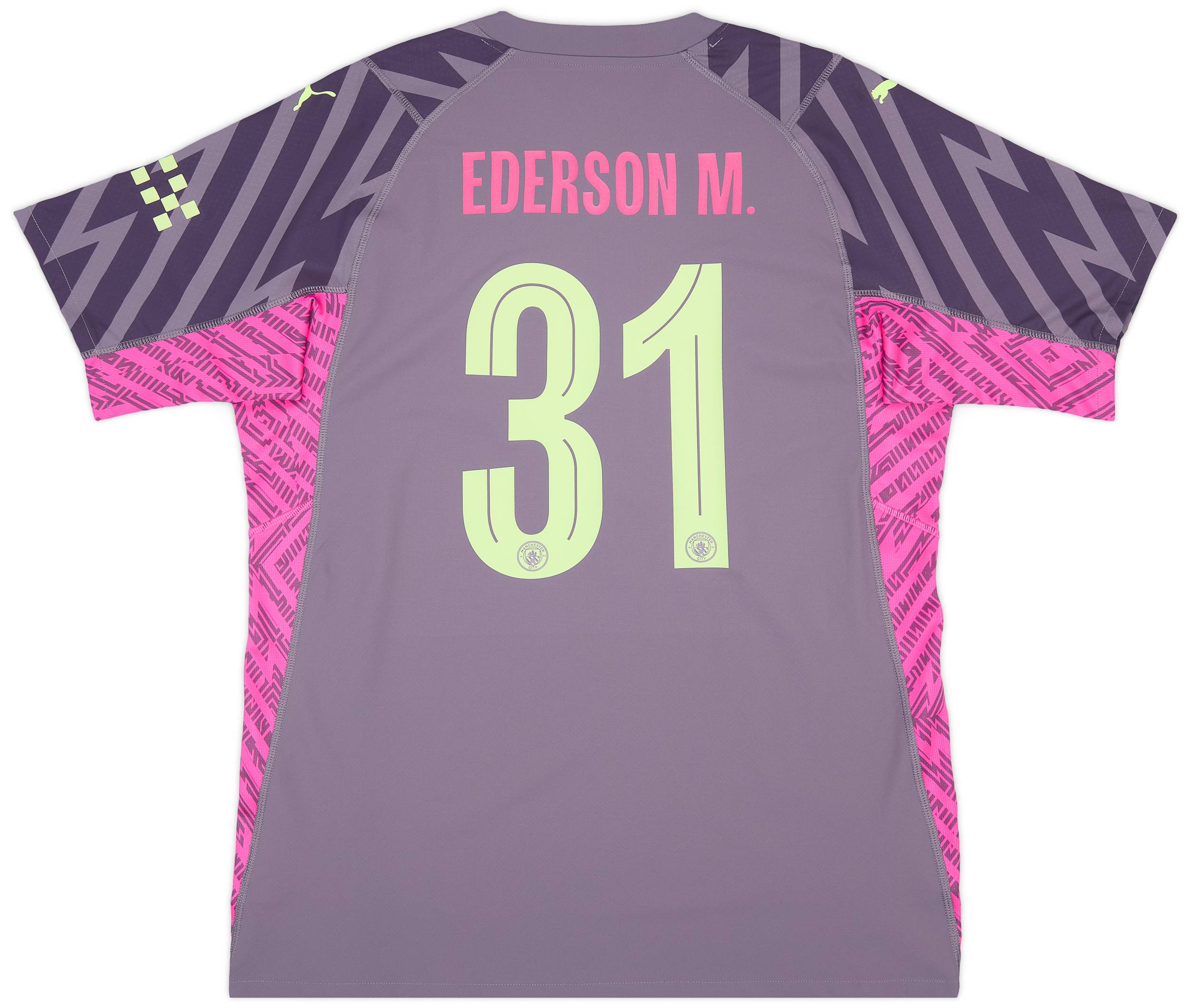 2023-24 Manchester City Match Issue GK S/S Shirt Ederson #31 - 7/10 - (XL)