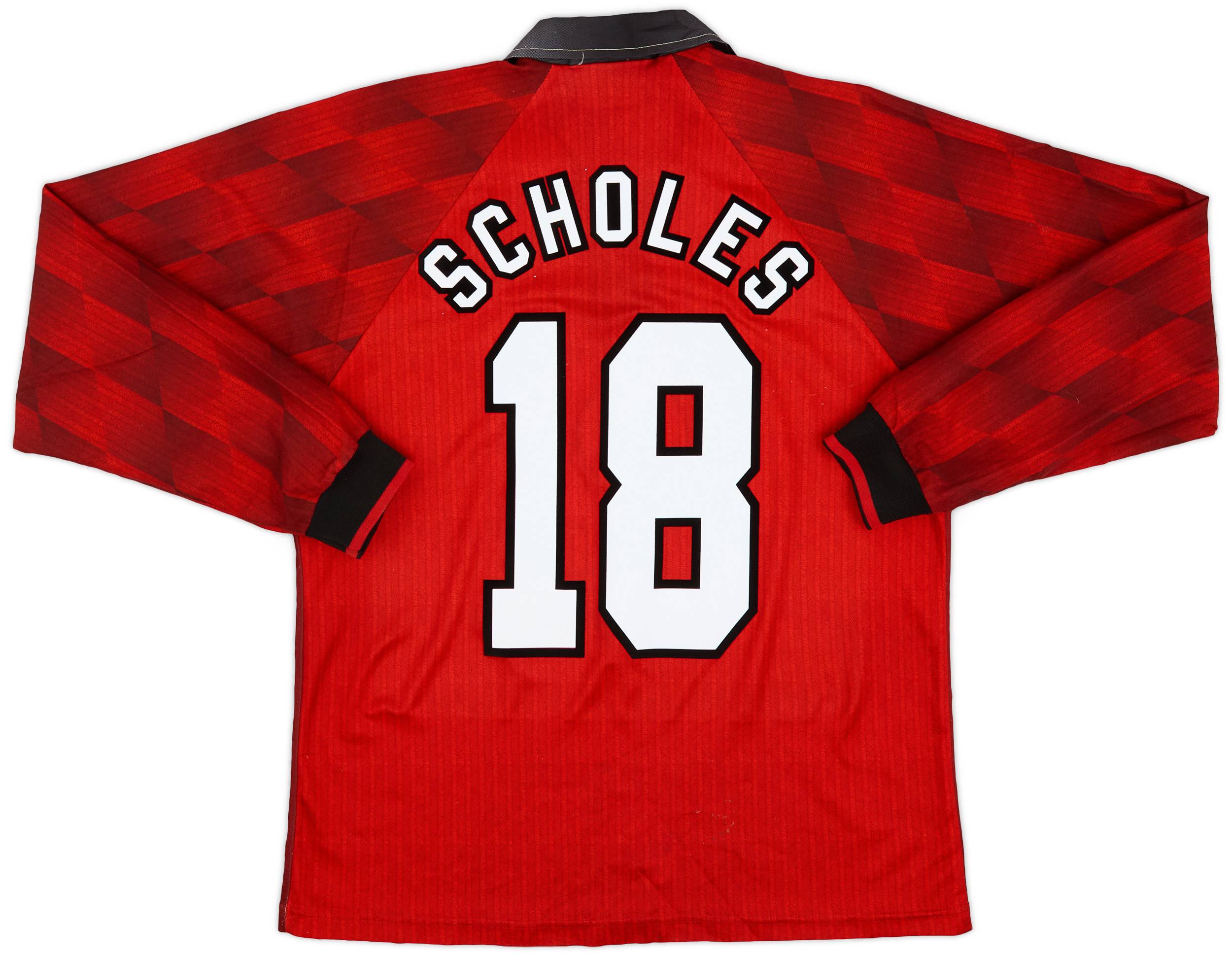 1996-98 Manchester United Home L/S Shirt Scholes #18 - 8/10 - (M)