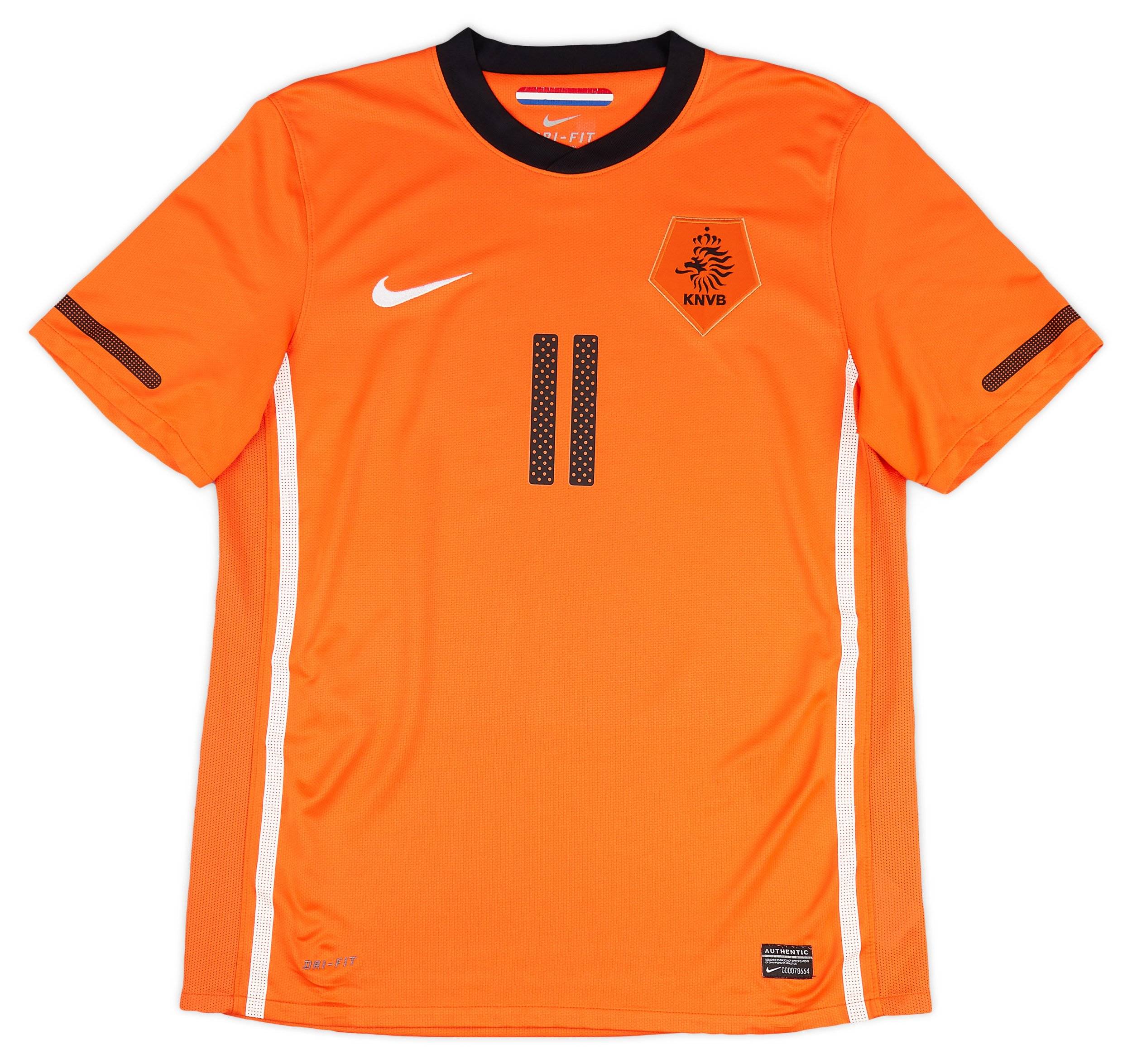 2010-11 Netherlands Home Shirt Robben #11 - 6/10 - (S)