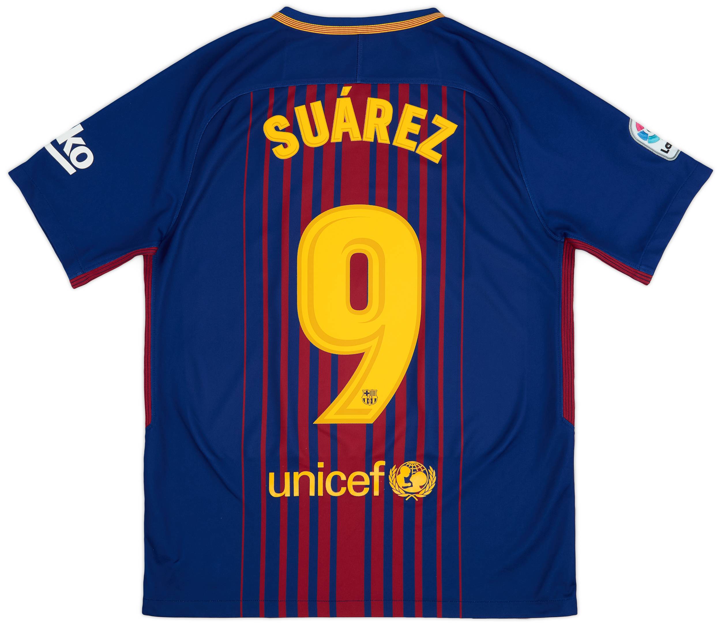 2017-18 Barcelona Home Shirt Suarez #9 - 7/10 - (M)