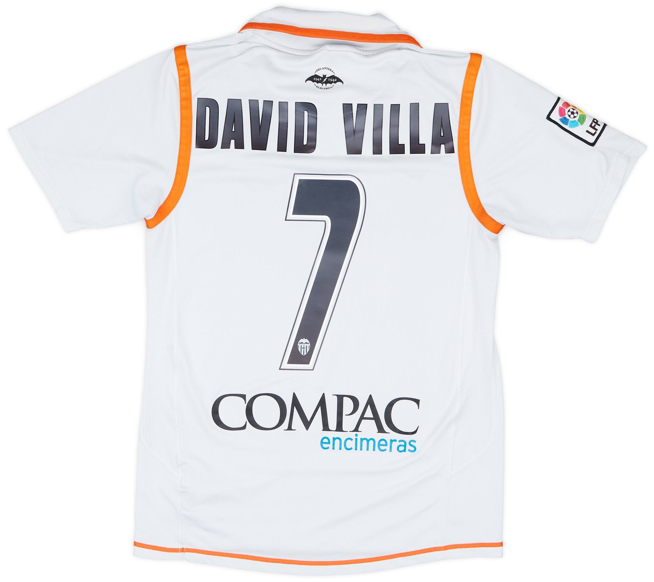 2007-08 Valencia Home Shirt David Villa #7 - 8/10 - (S)
