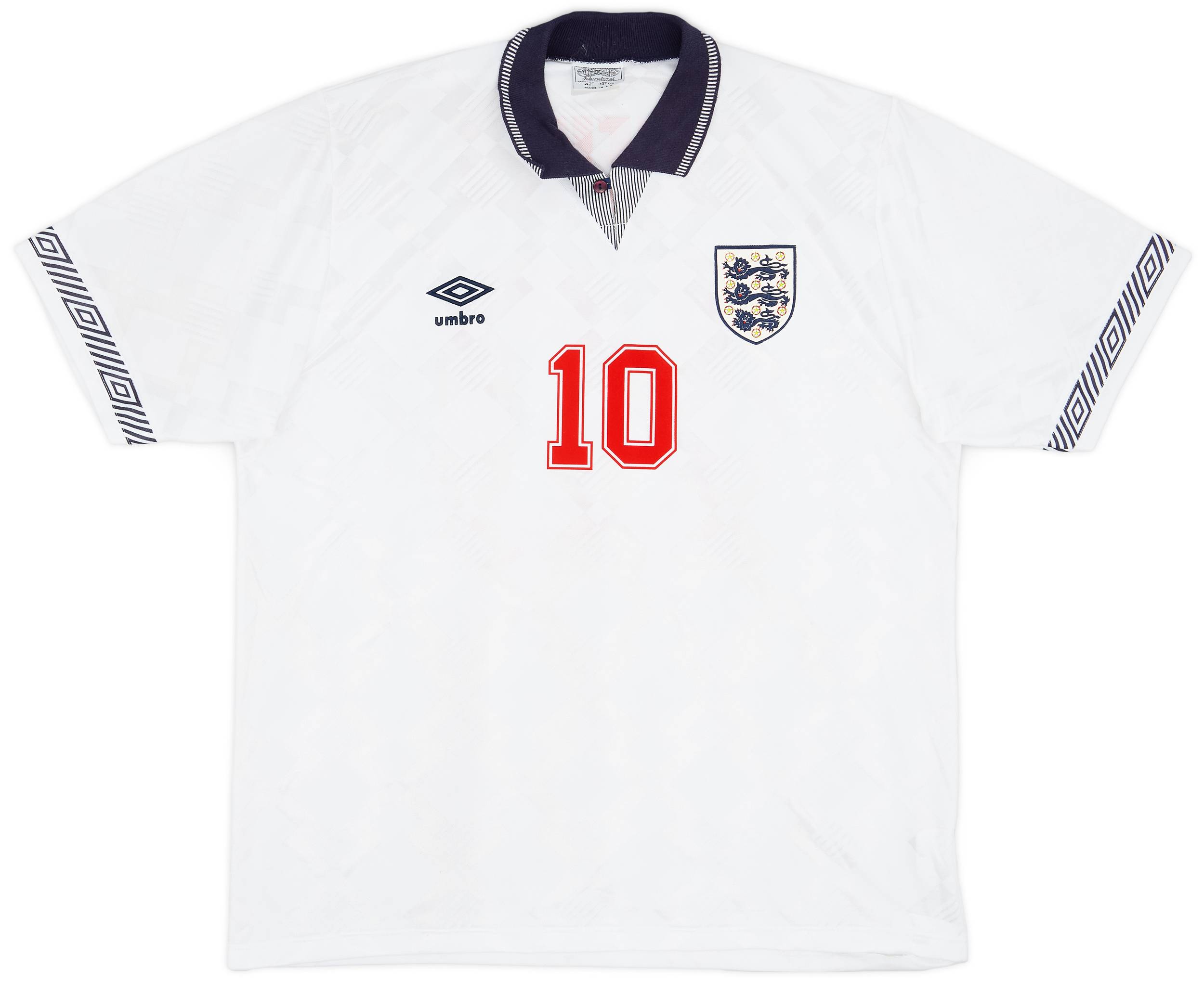 1990-92 England Home Shirt Lineker #10 - 8/10 - (L)