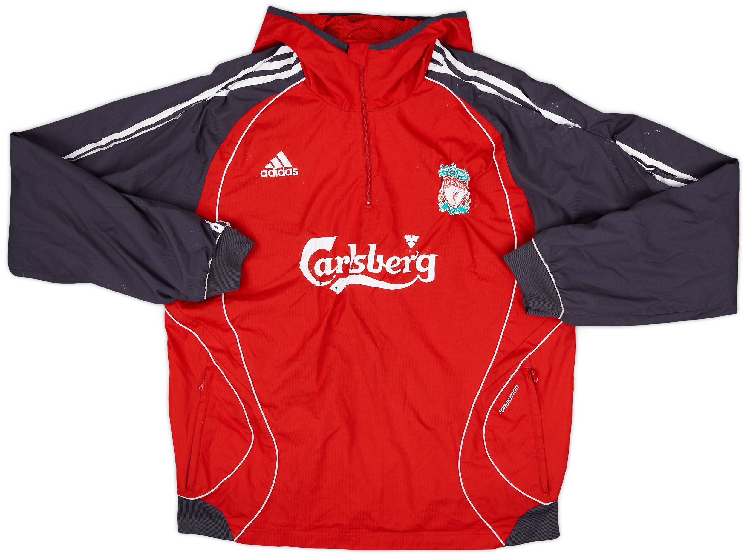 【楽ギフ_包装】 Zip 1/4 Hooded adidas Liverpool 2006-07 Rain (S) - 4/10 - Jacket ウェア