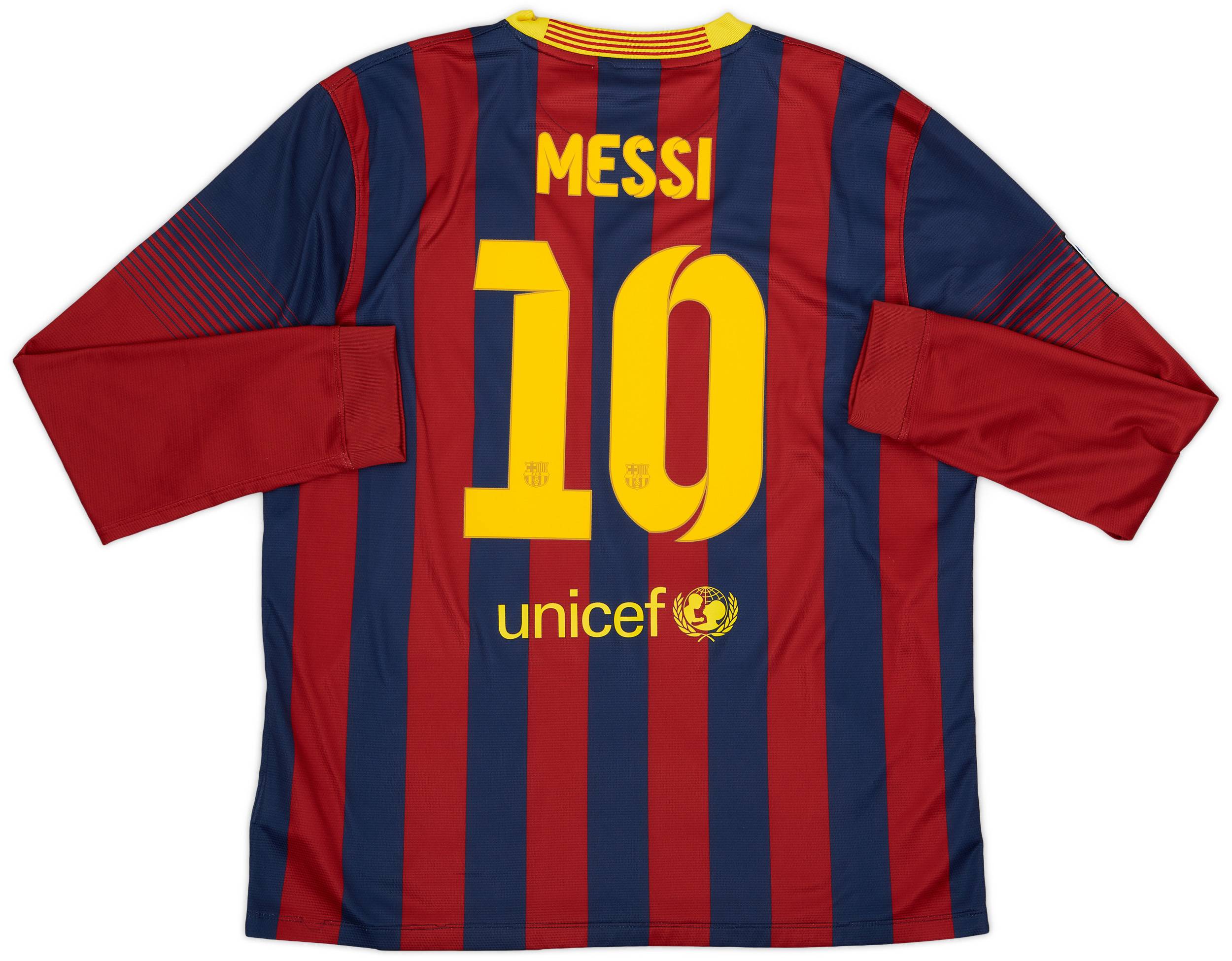 2013-14 Barcelona Home L/S Shirt Messi #10 - 8/10 - (XL)
