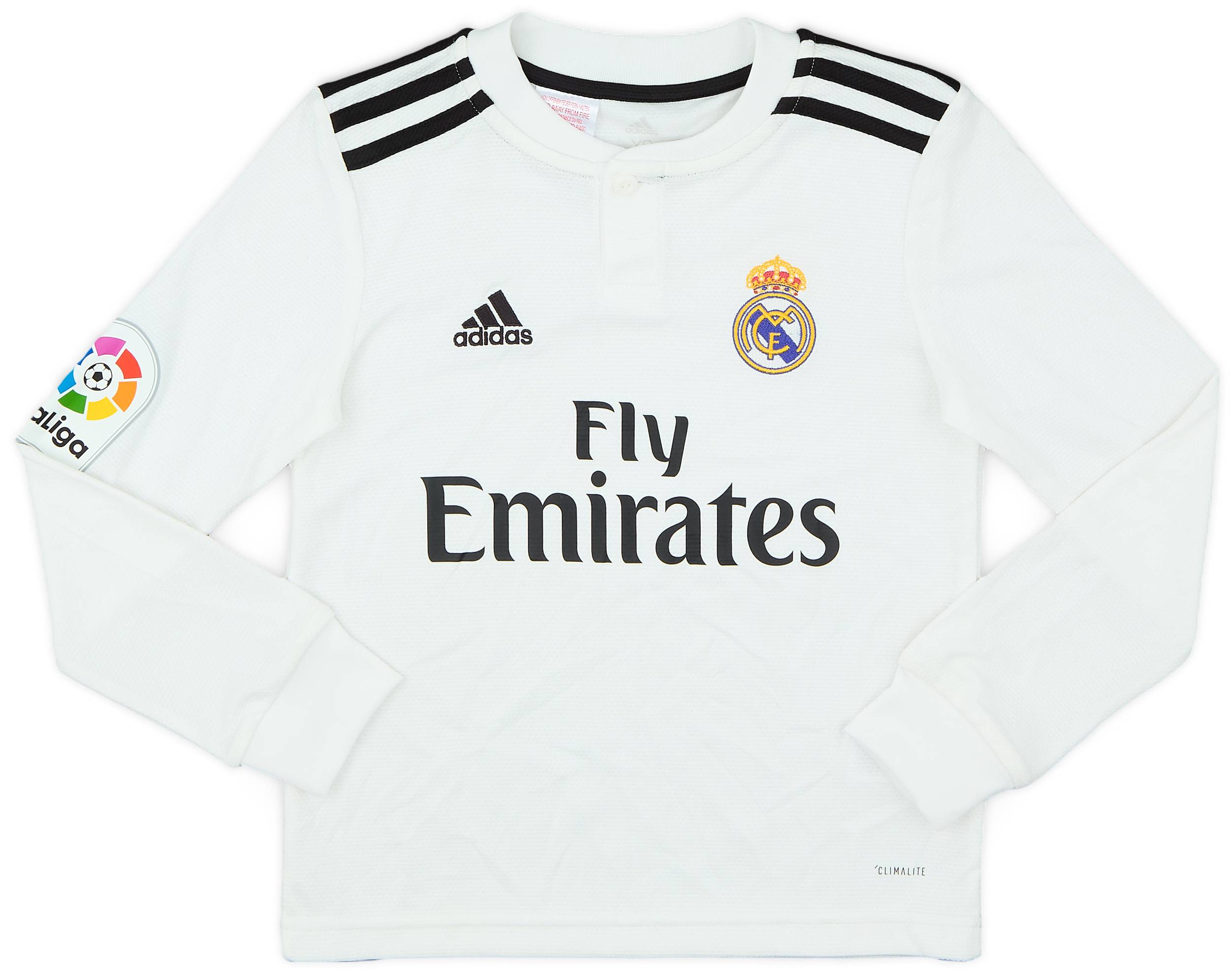 2018-19 Real Madrid Home L/S Shirt - 8/10 - (S.Boys)