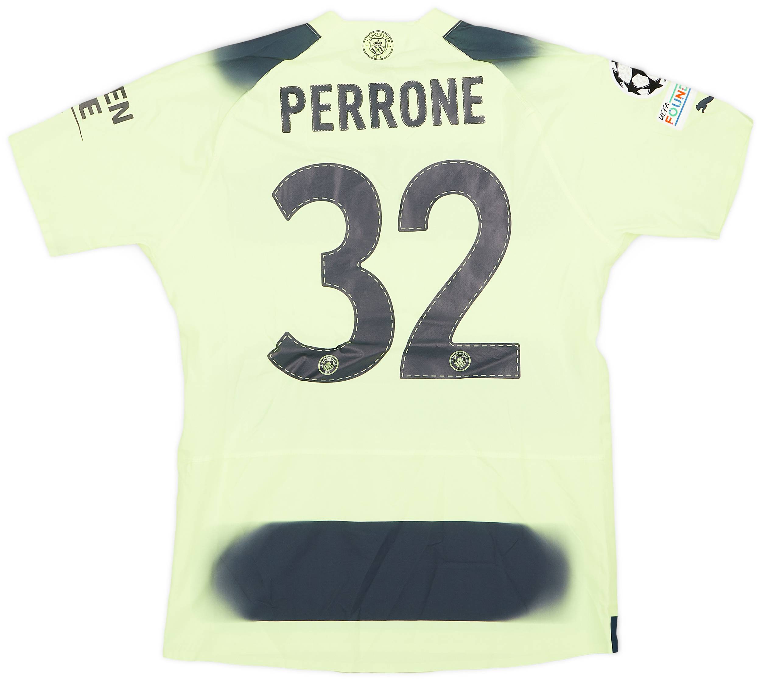 2022-23 Manchester City Match Issue Champions League Third Shirt Perrone #32
