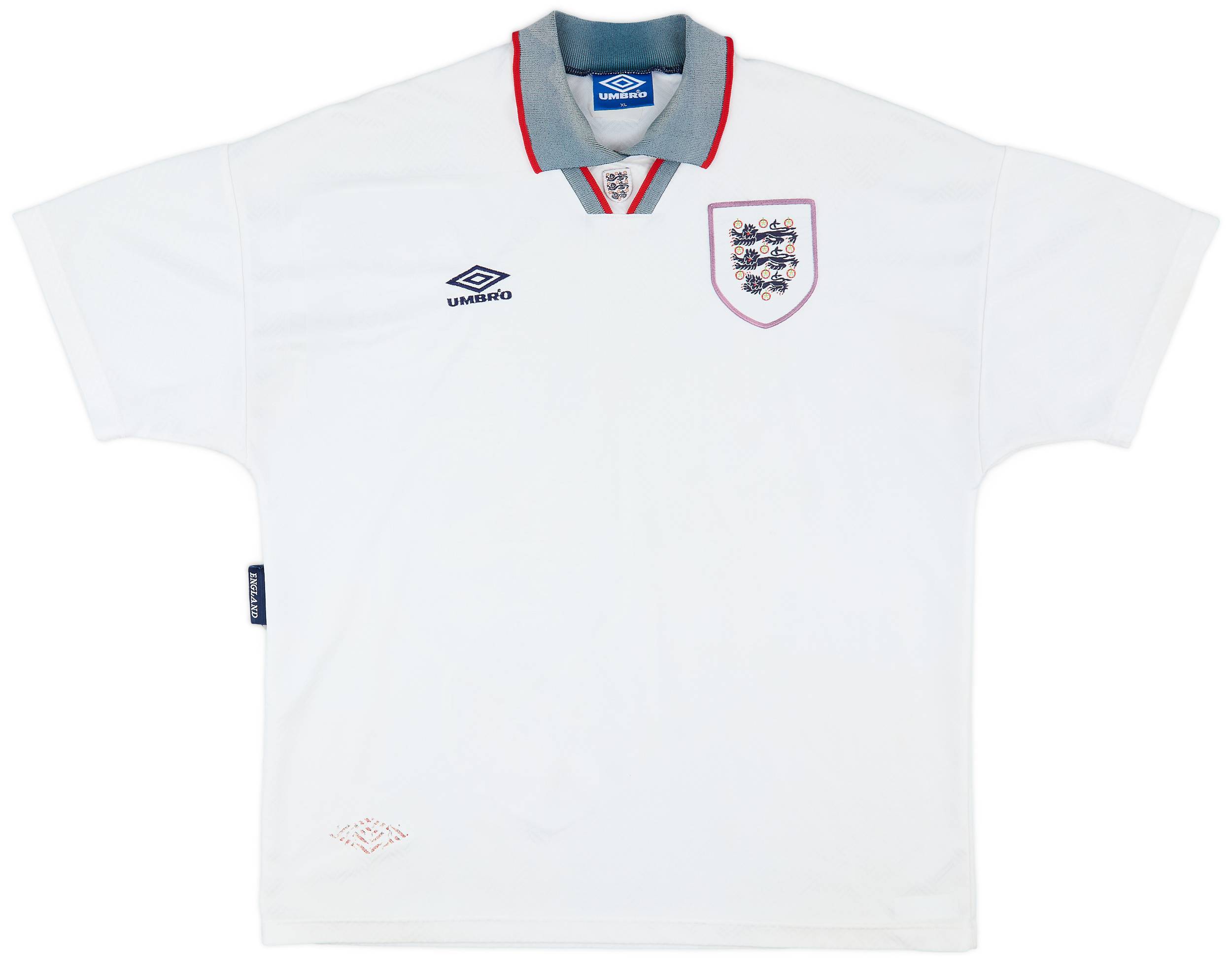 1993-95 England Home Shirt - 5/10 - (XL)