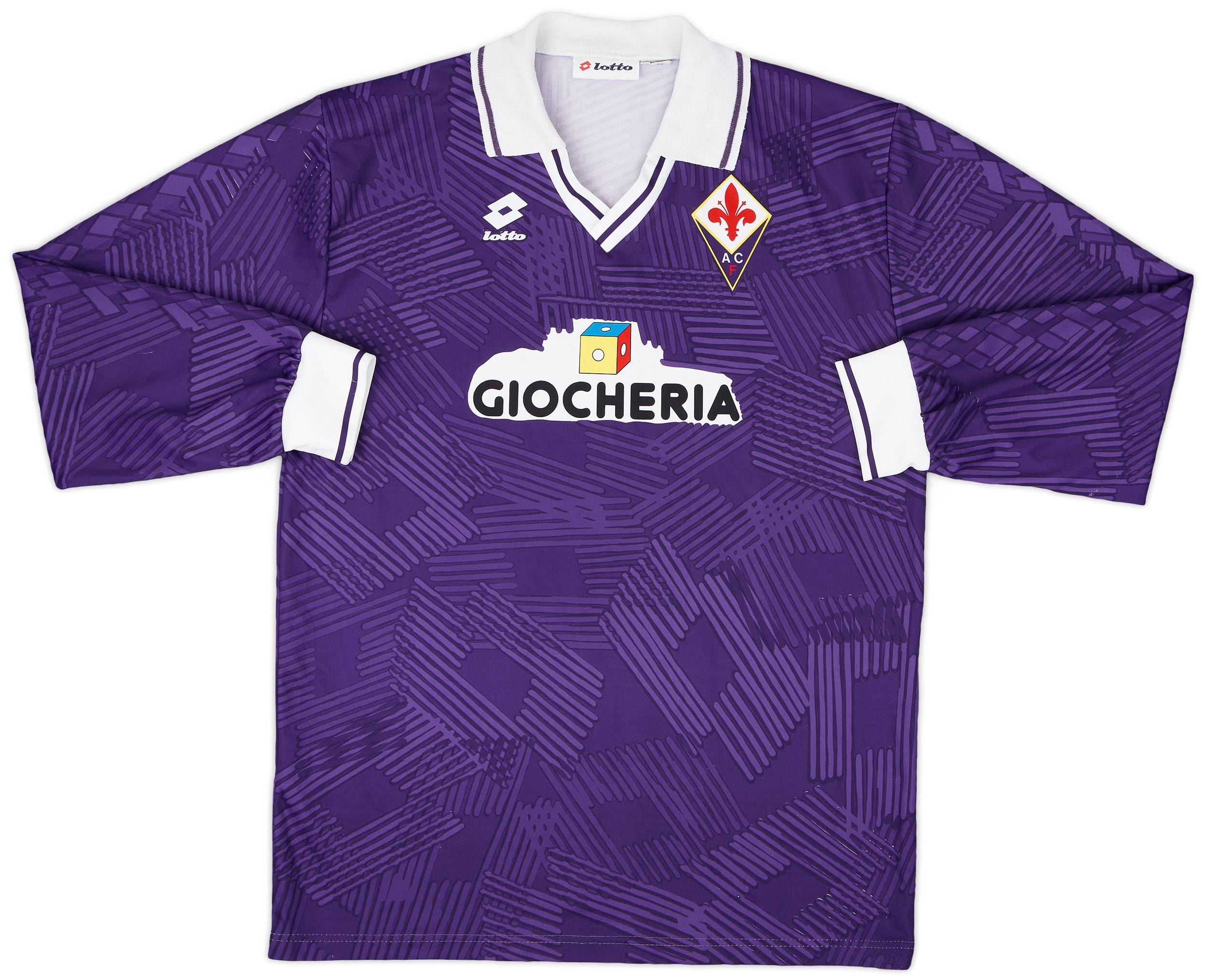 1991-92 Fiorentina Home L/S Shirt - 9/10 - (L)