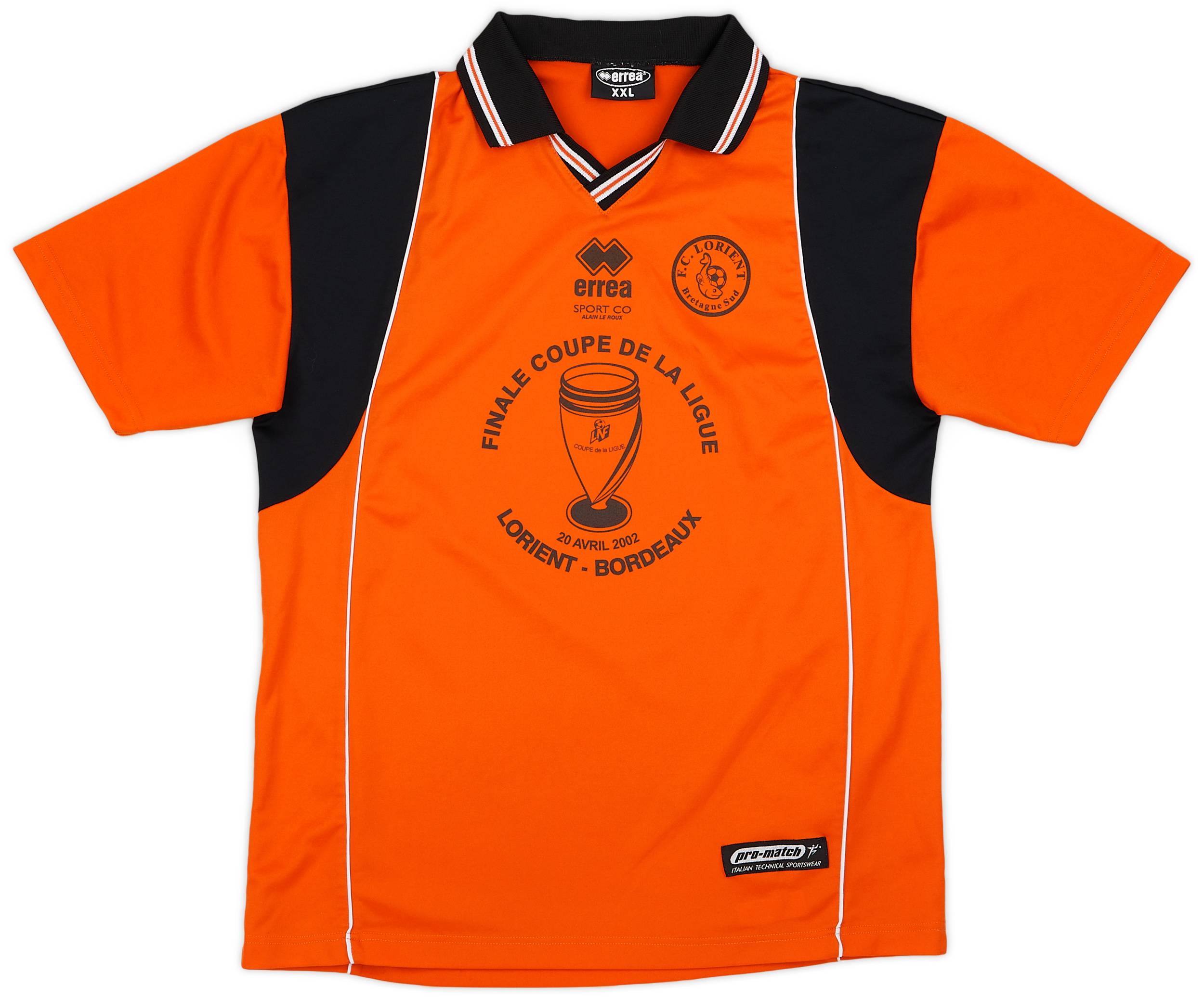 2002-03 FC Lorient "Finale Coupe de la Ligue 2002" Home Shirt - 9/10 - (XXL)