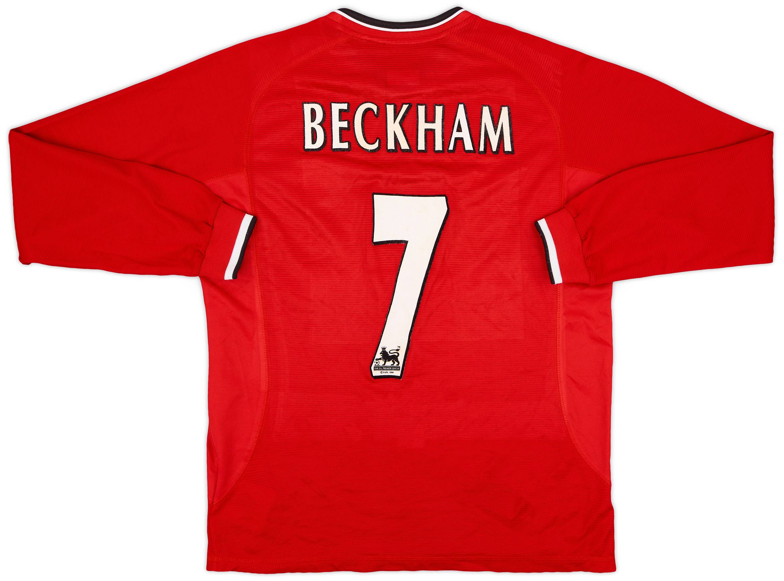 2000-02 Manchester United Home L/S Shirt Beckham #7 - 7/10 - (Y)