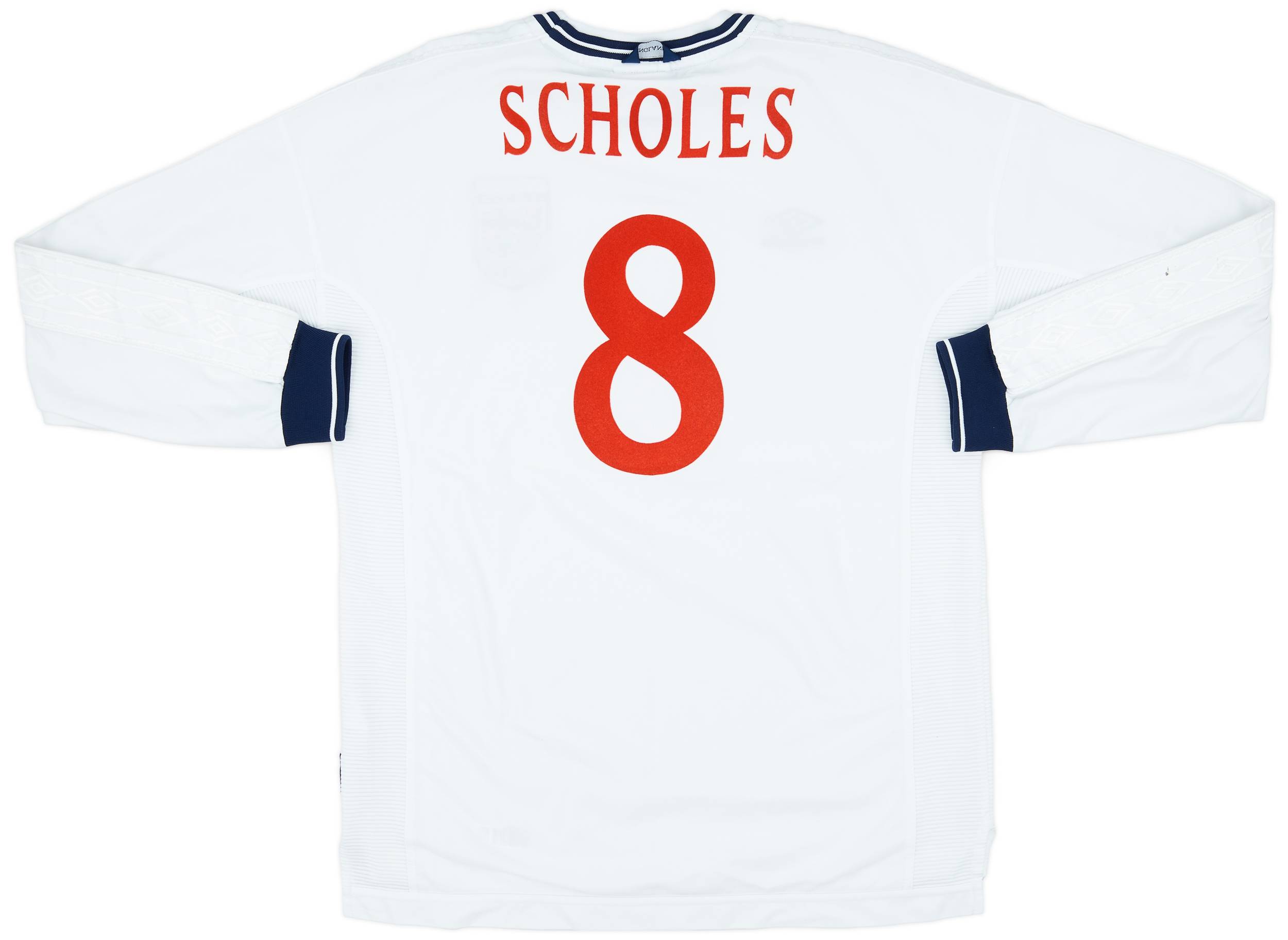 1999-01 England Home L/S Shirt Scholes #8 - 8/10 - (XL)