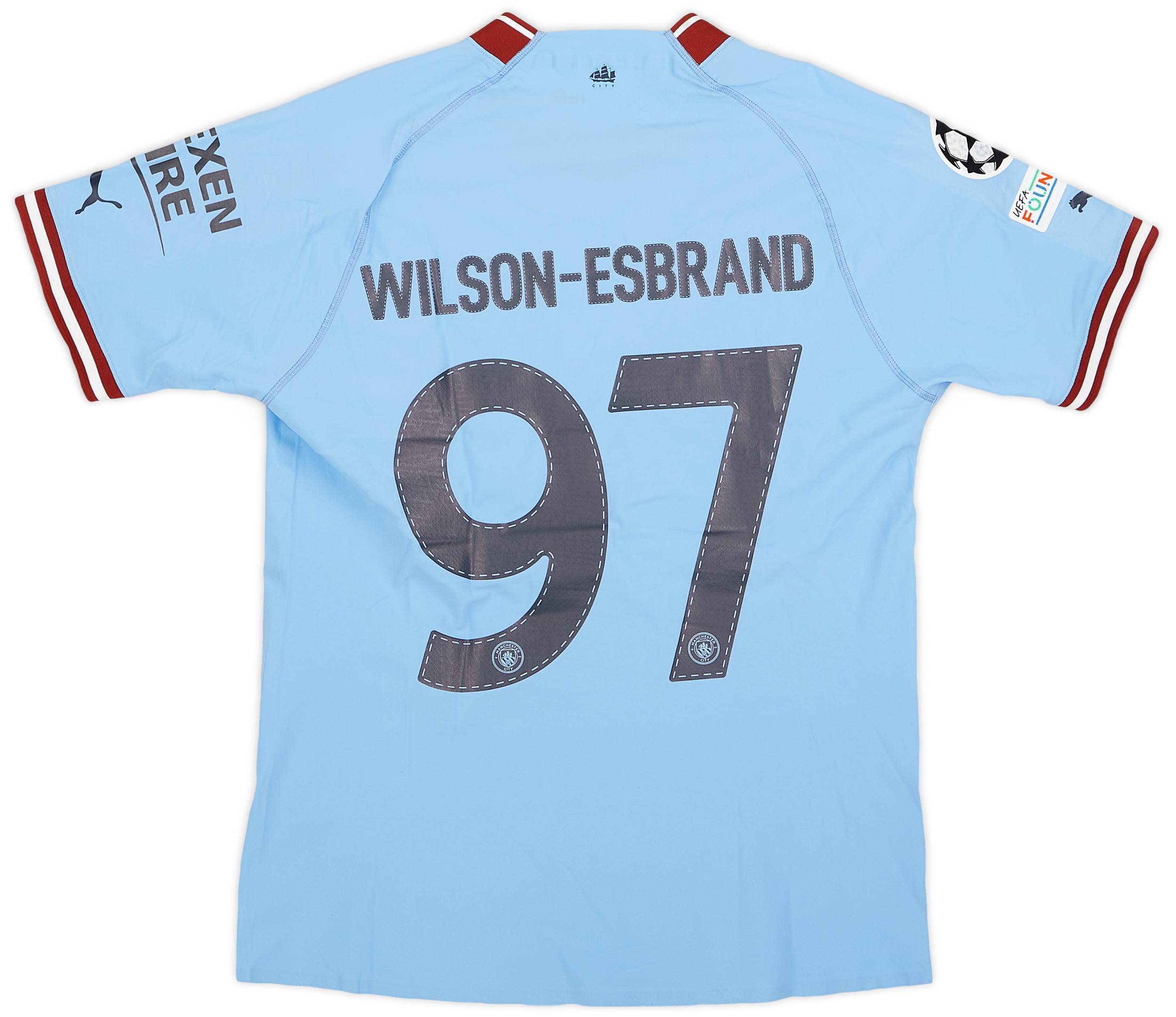2022-23 Manchester City Match Issue Champions League Home Shirt Wilson-Esbrand #97