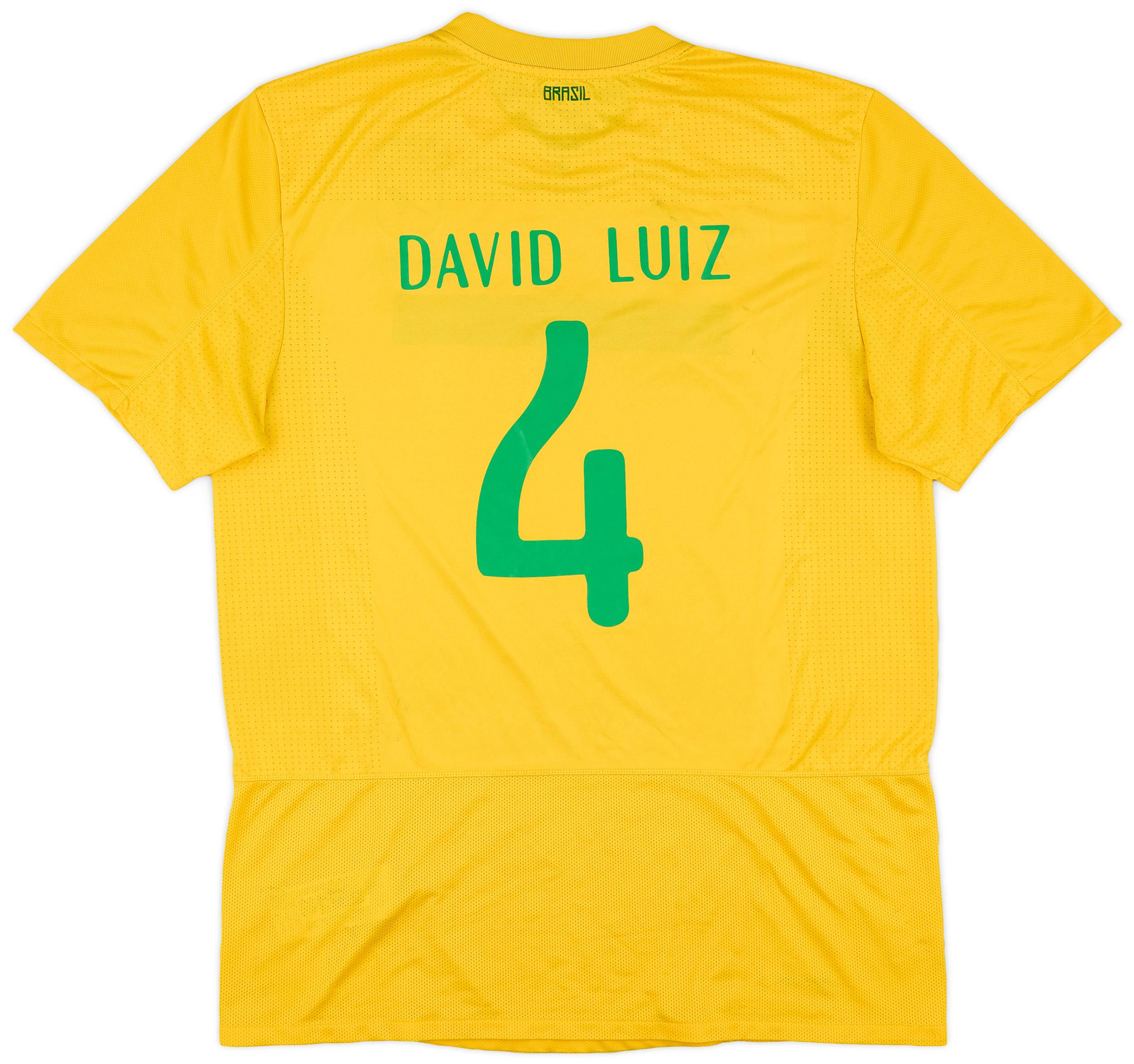 2011 Brazil Home Shirt David Luiz #4 - 6/10 - (L)