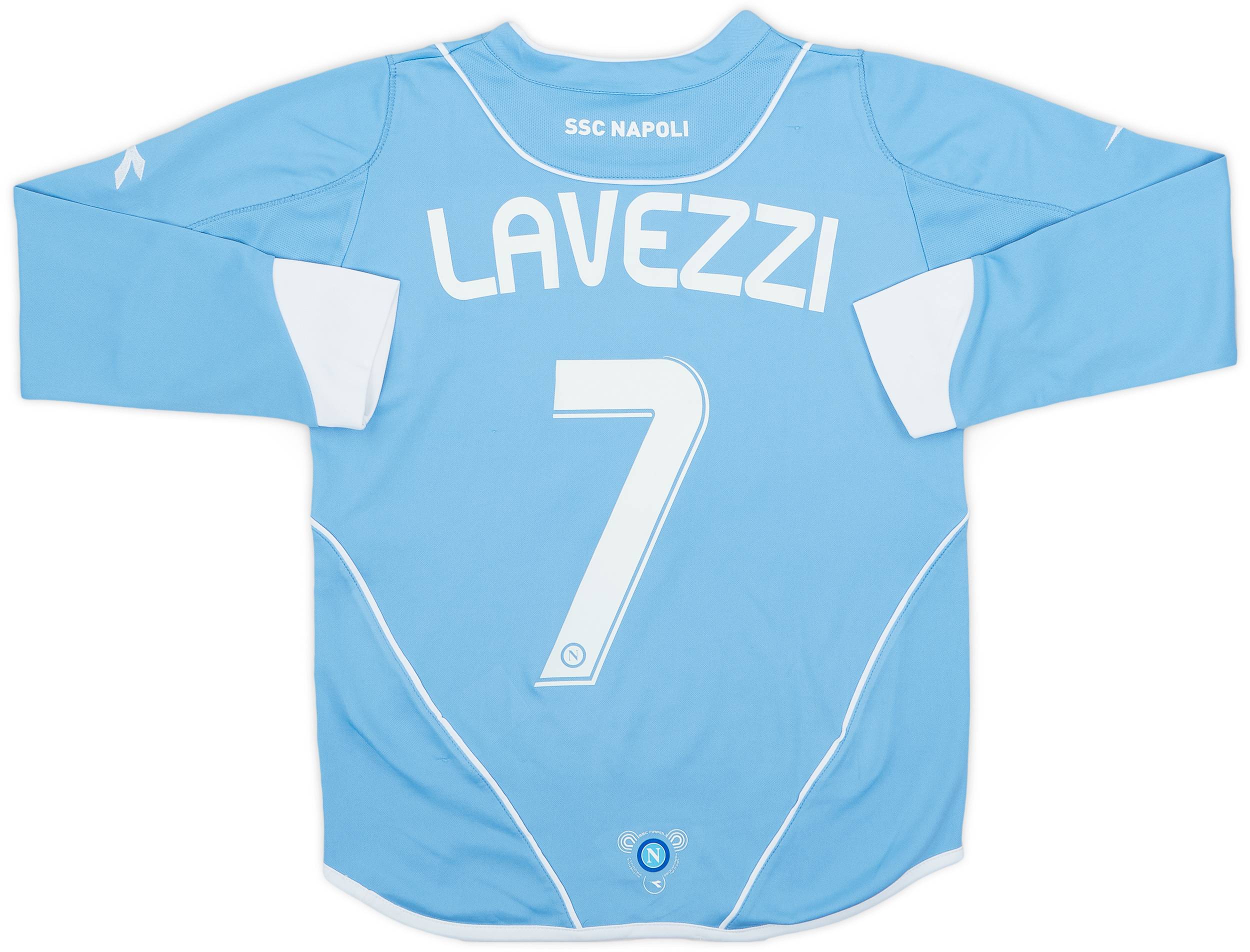 2007-08 Napoli Home L/S Shirt Lavezzi #7 - 6/10 - (S.Boys)