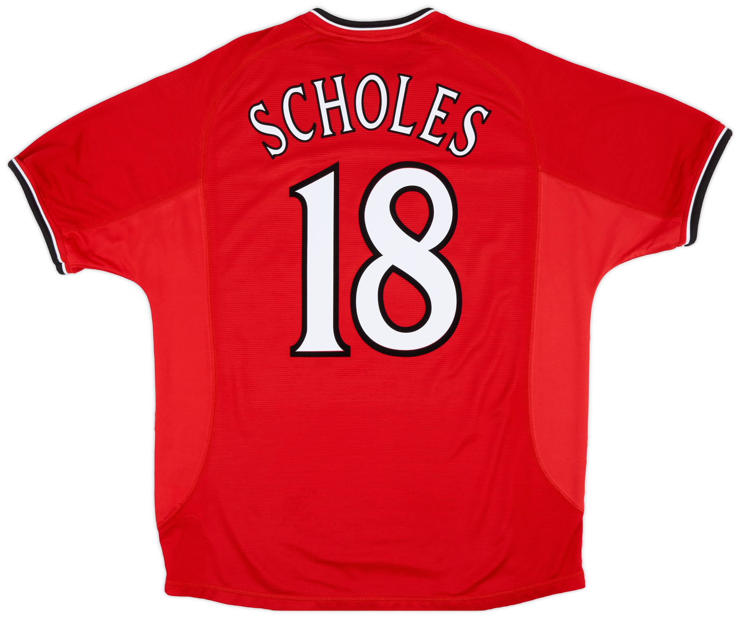 2000-02 Manchester United Home Shirt Scholes #18 - 8/10 - (L)