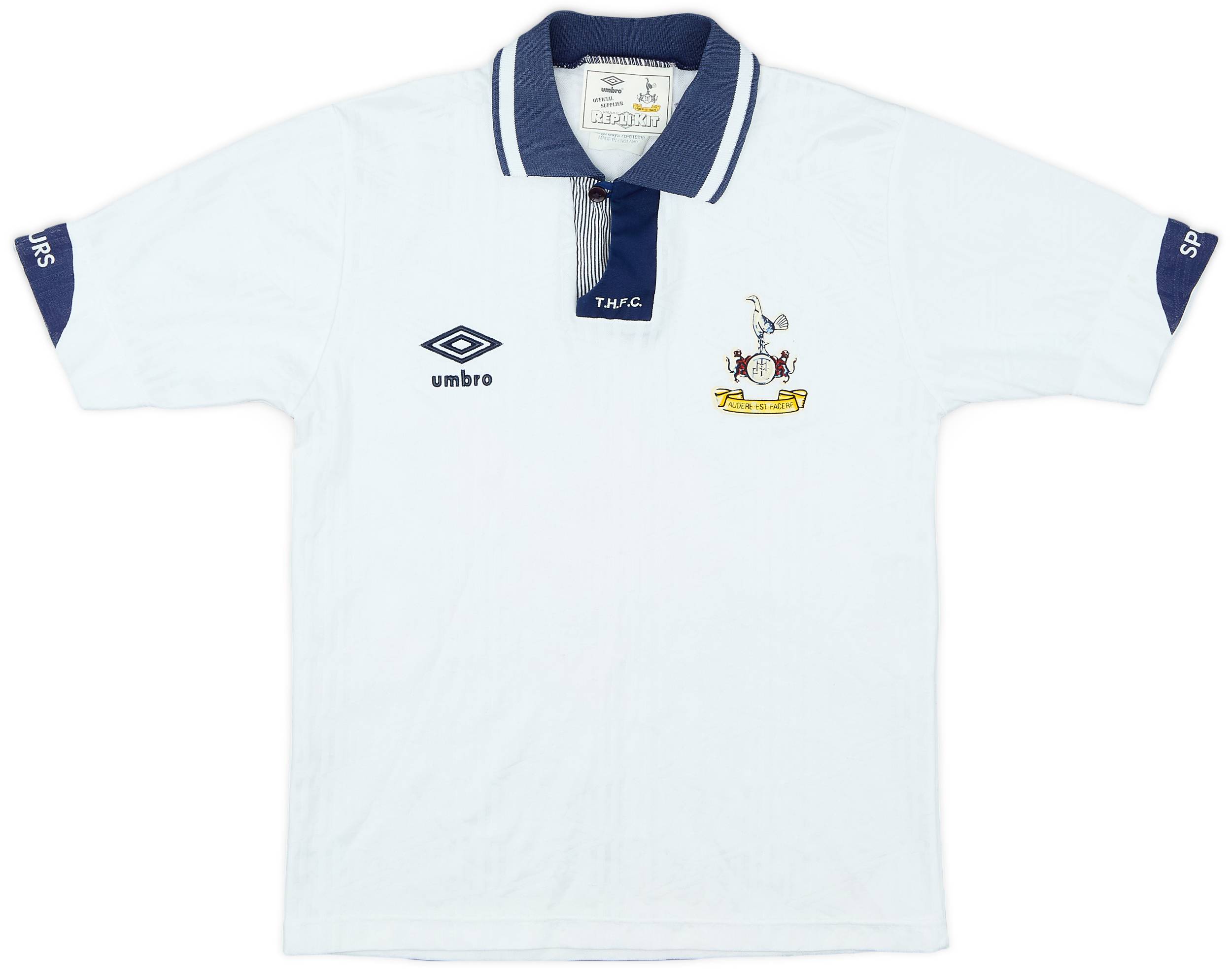 1991-93 Tottenham Home Shirt - 6/10 - (L.Boys)